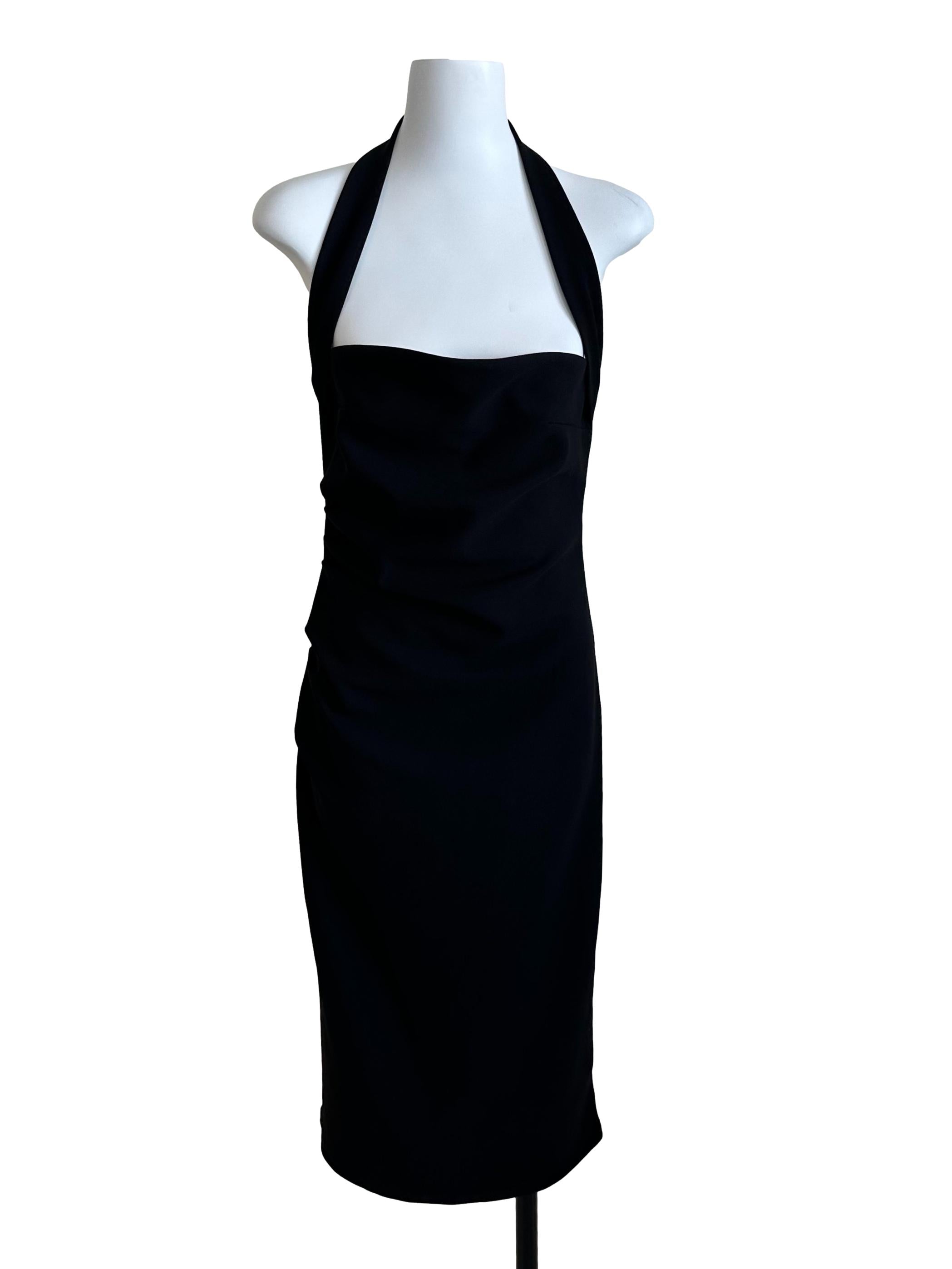 Midnight Black Sheath Halter Dress