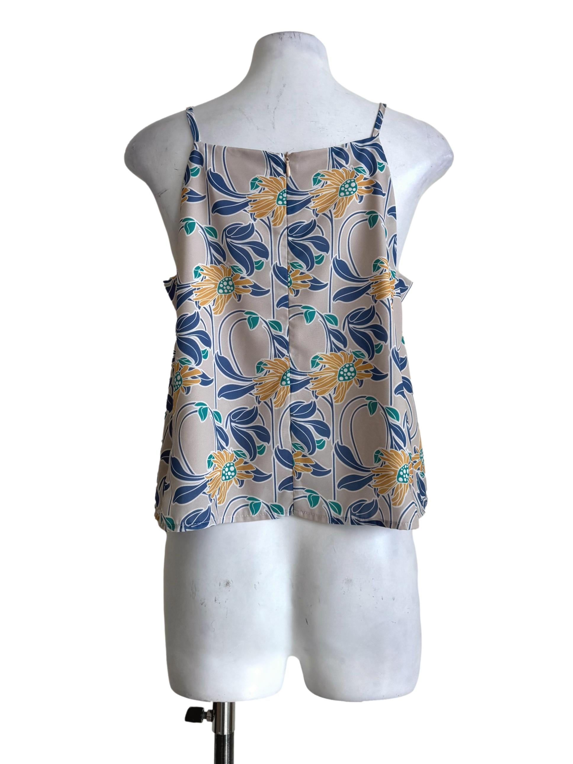 Clay Grey With Prints Sleeveless Top