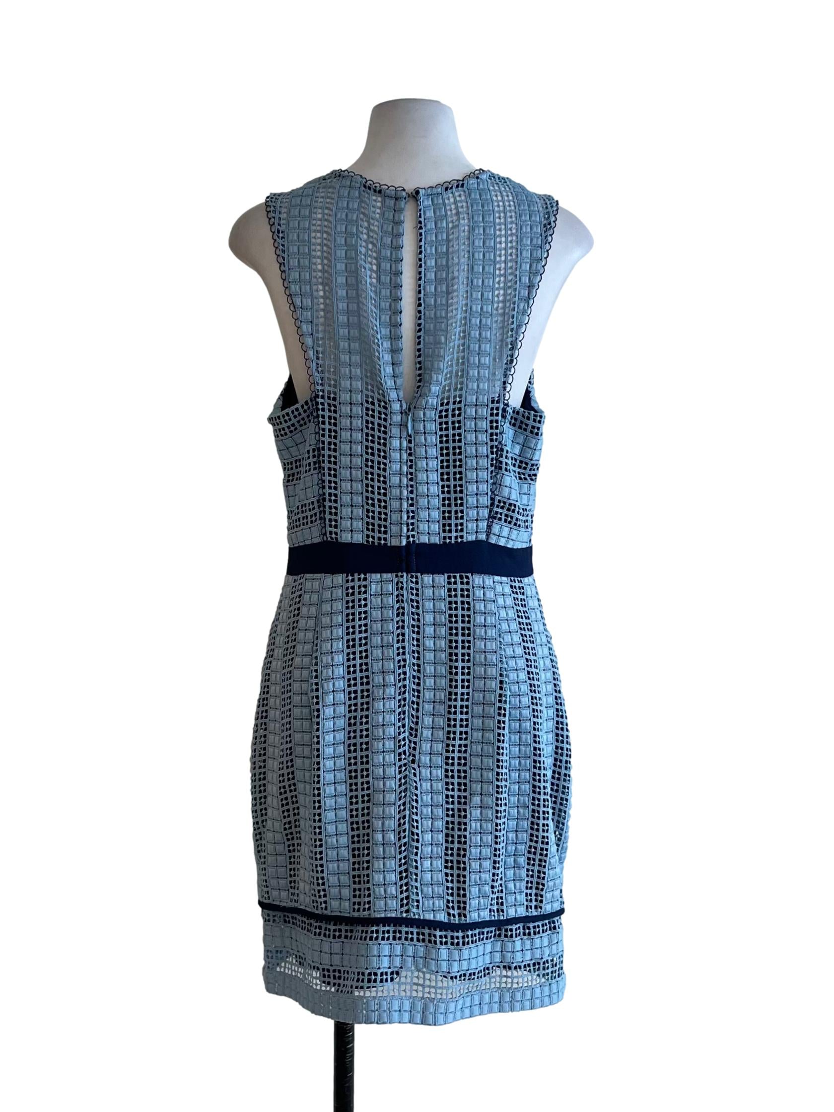 Sky Blue Jewel Neckline A-Line Dress