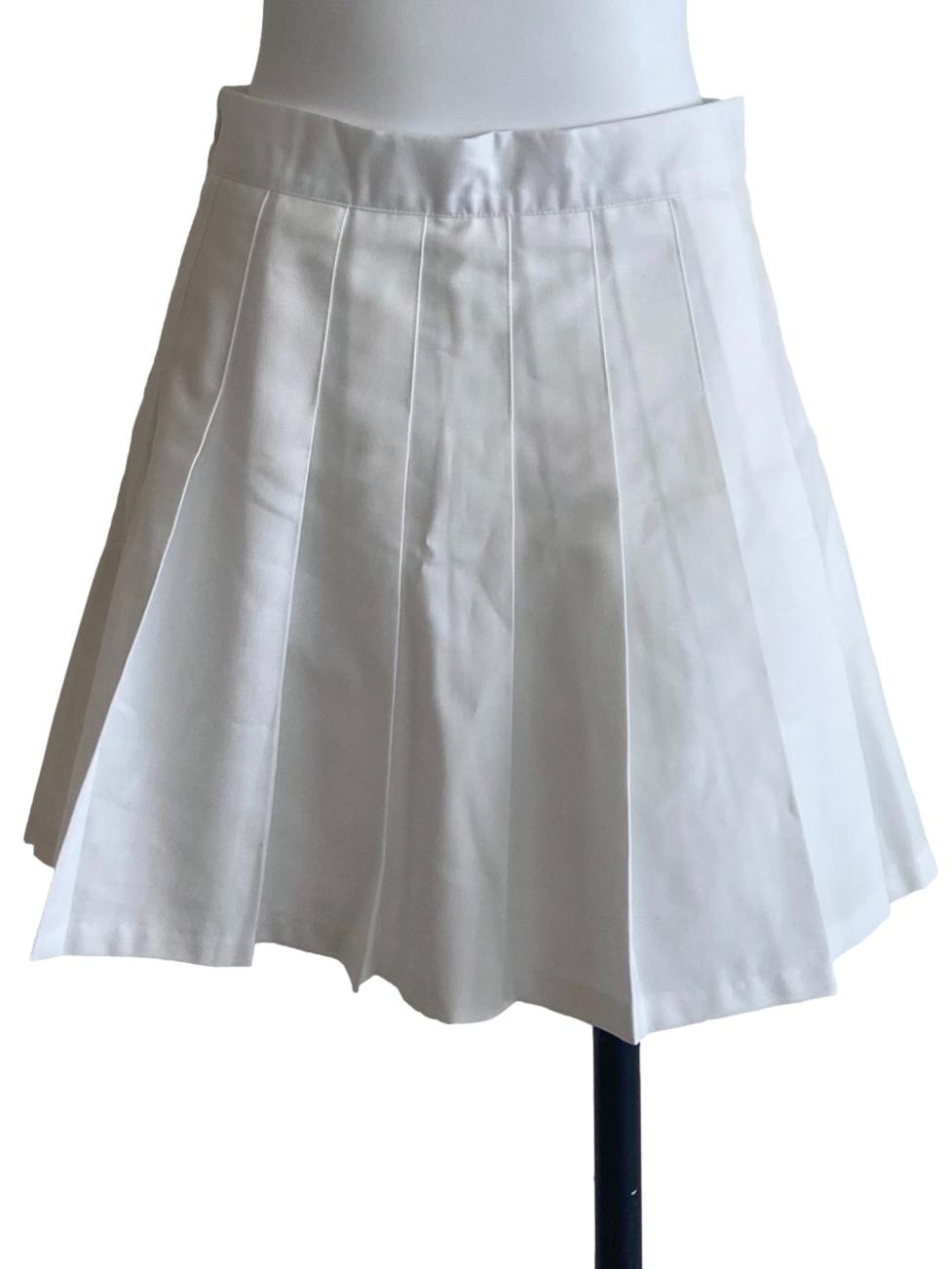 White Knife Pleated Mini Skirt