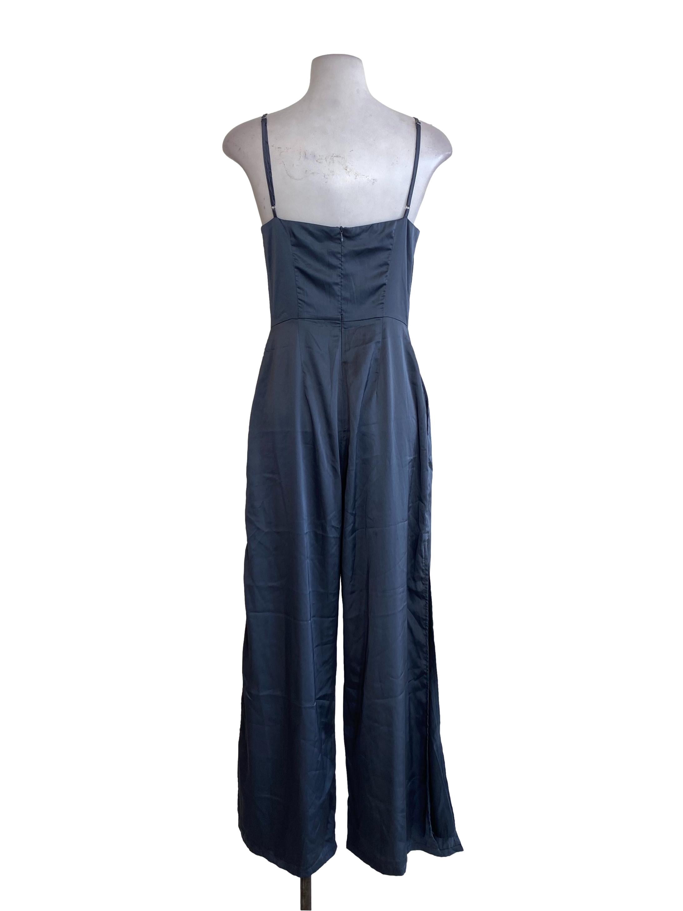 Ash Grey Satin Jumpsuits