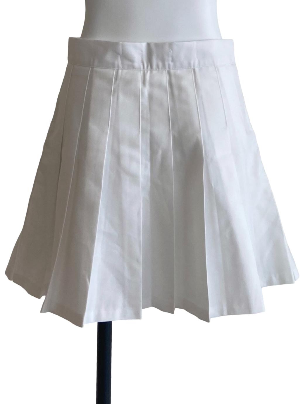 White Knife Pleated Mini Skirt