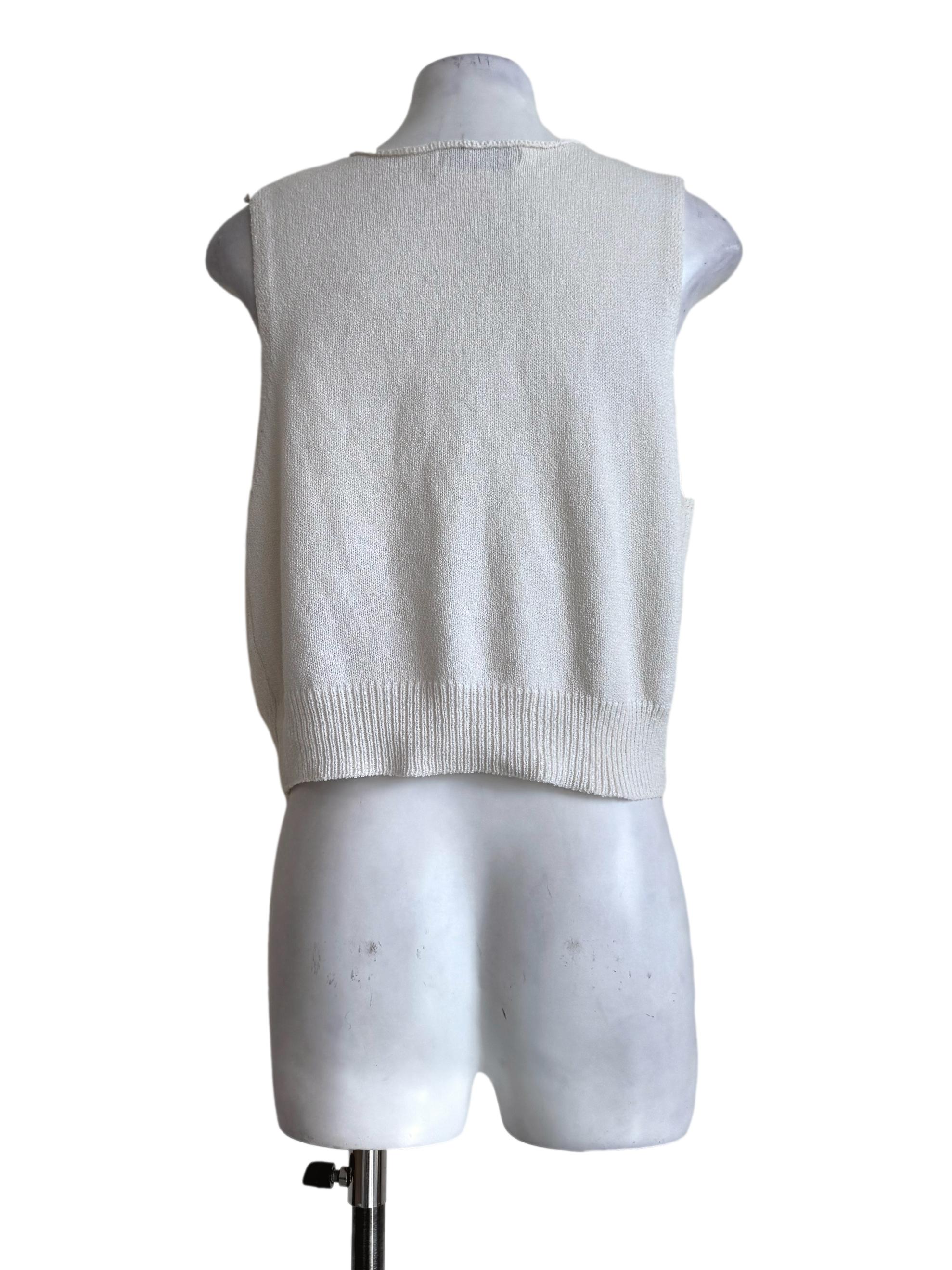 Textured White Round Neck Top TEM