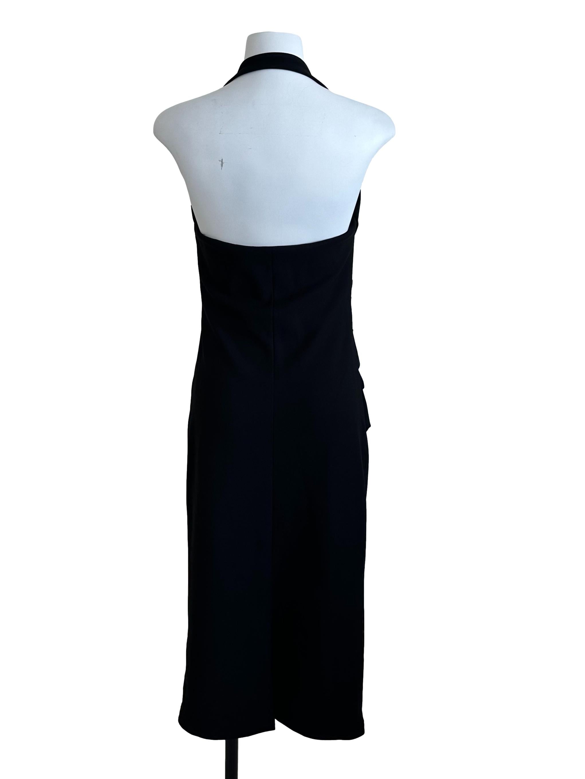 Midnight Black Sheath Halter Dress
