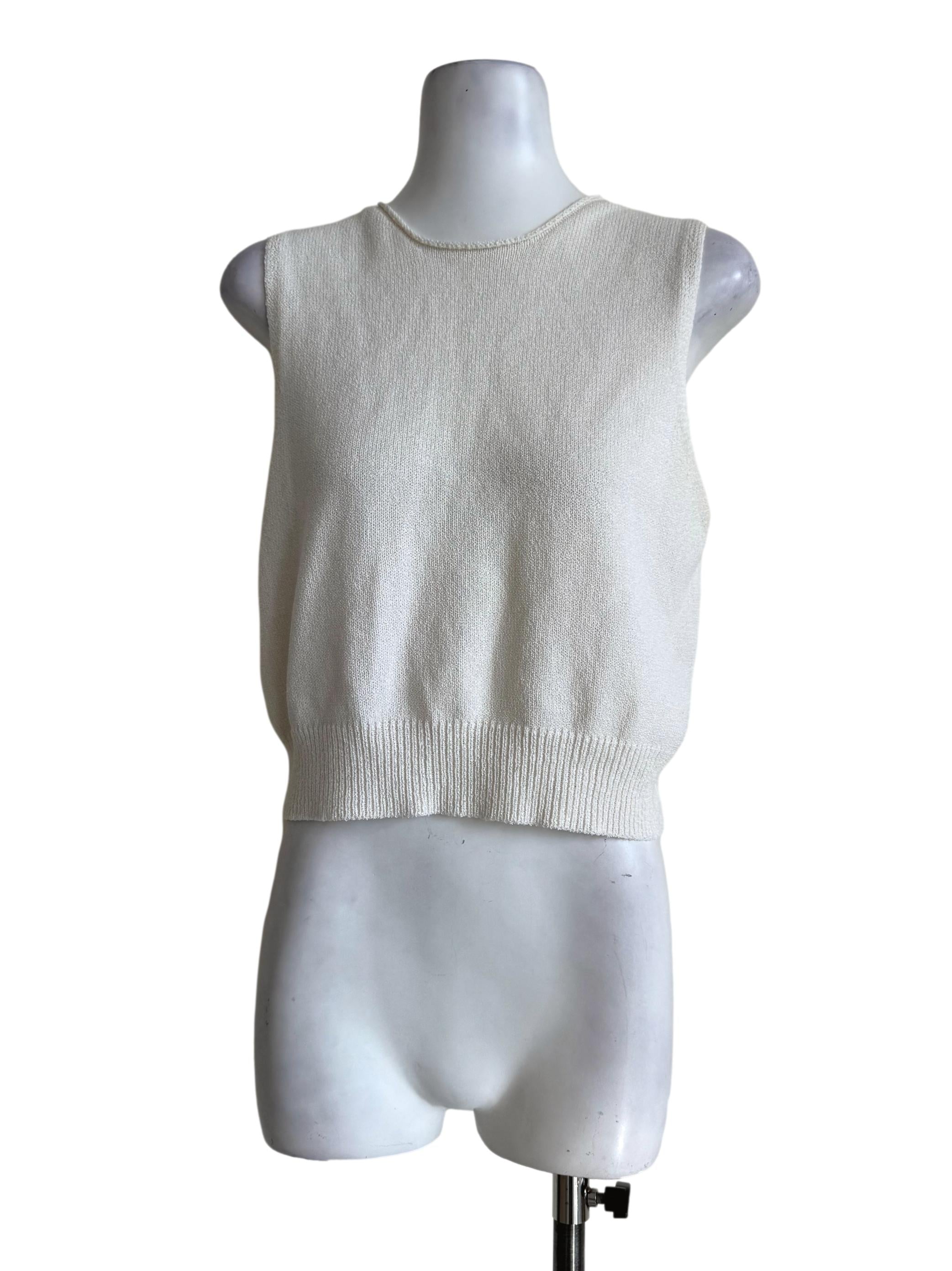 Textured White Round Neck Top TEM