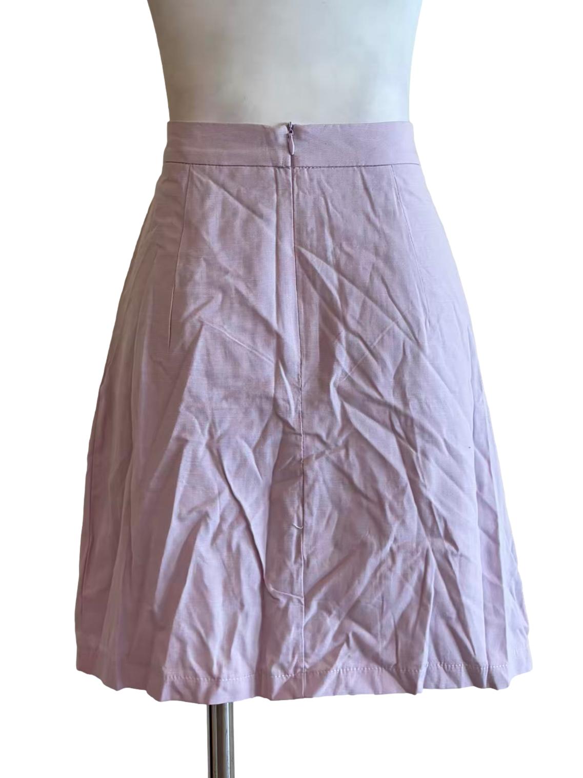 Lavender Buttoned Mini Linen Skirt