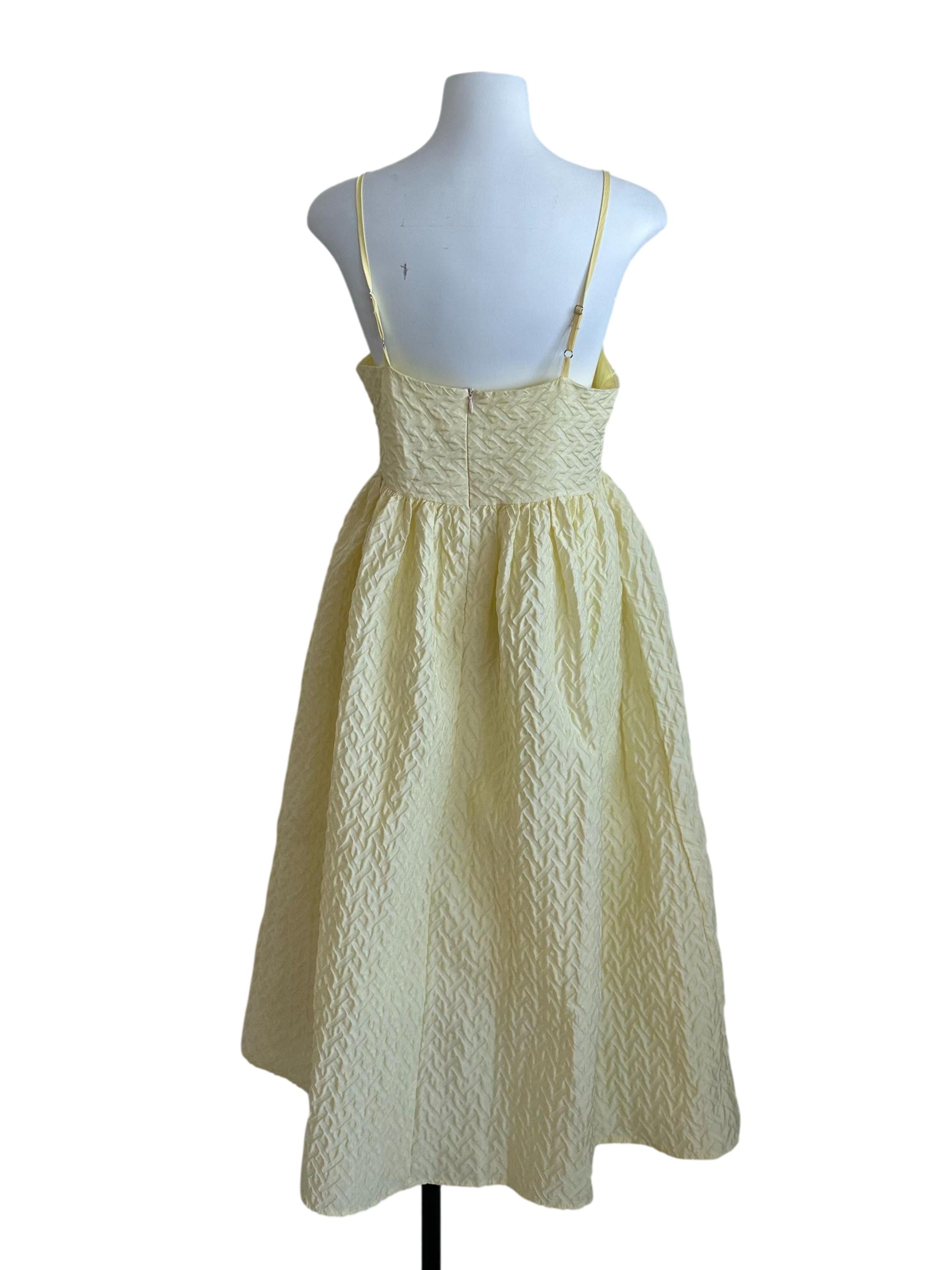 Lemon Yellow Textured Scoop Neck Dress