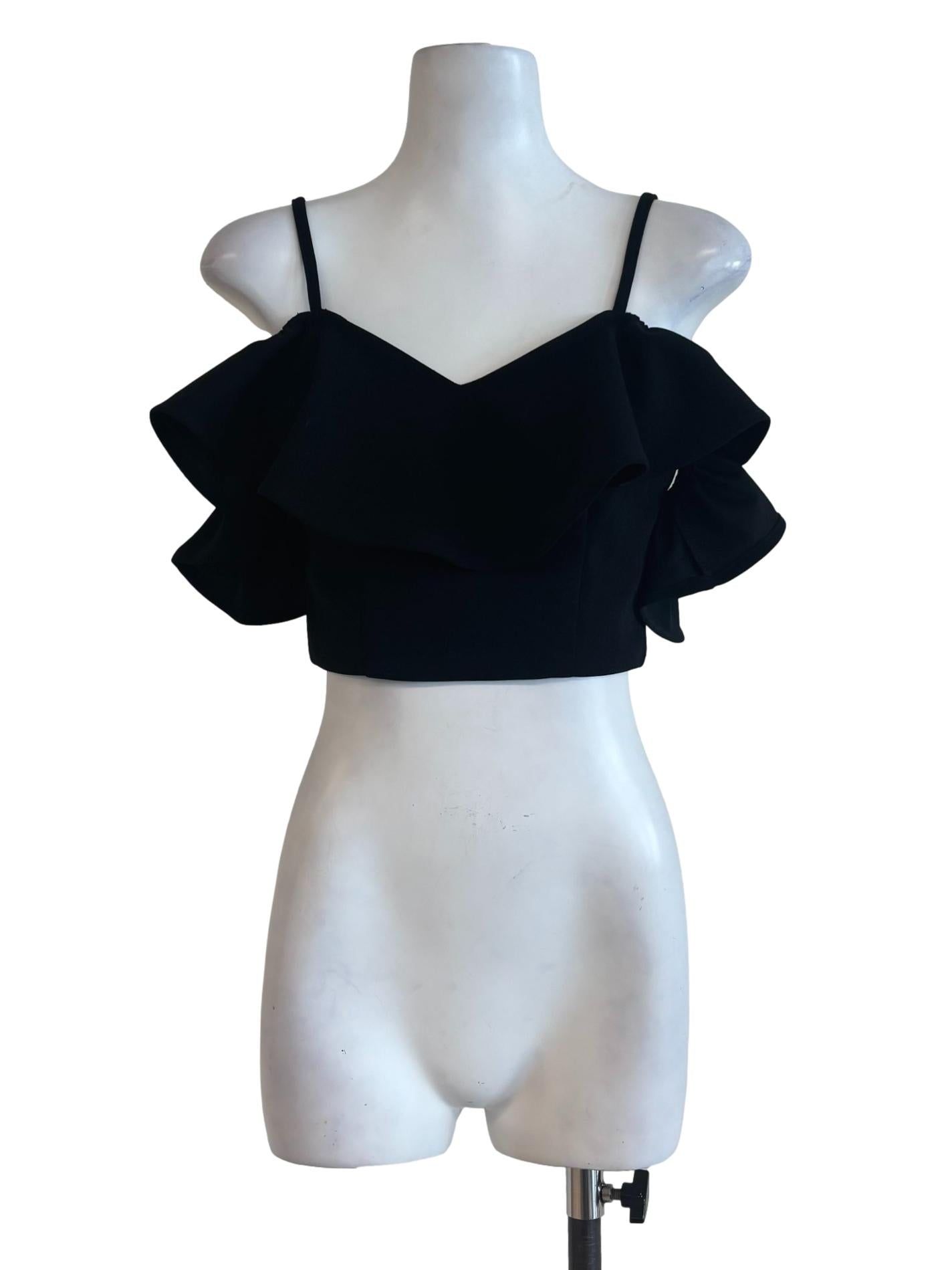 Black Ruffle Sweetheart Top