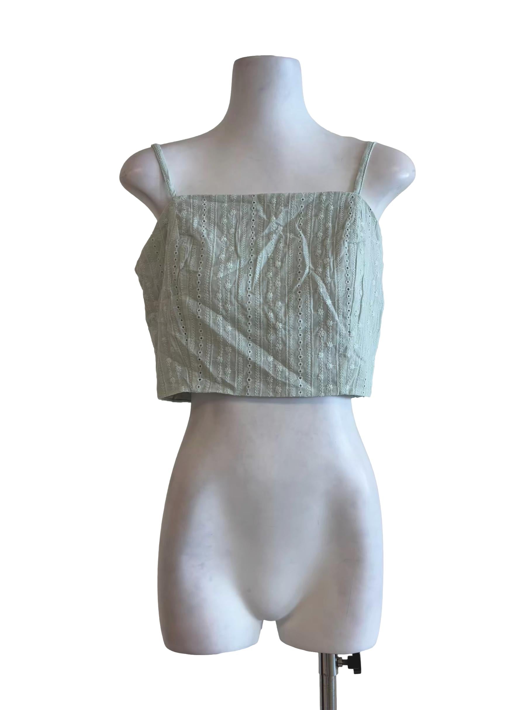 Pastel Green Embroidered Camisole Top