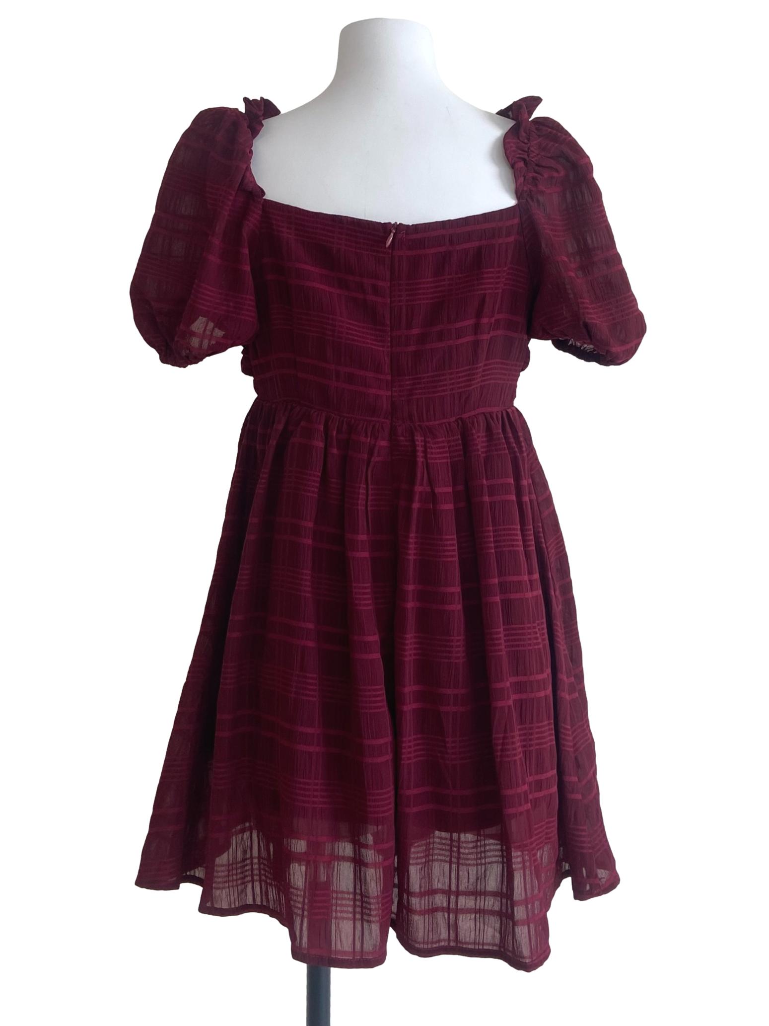 Burgundy Red Stripe A-Line Dress