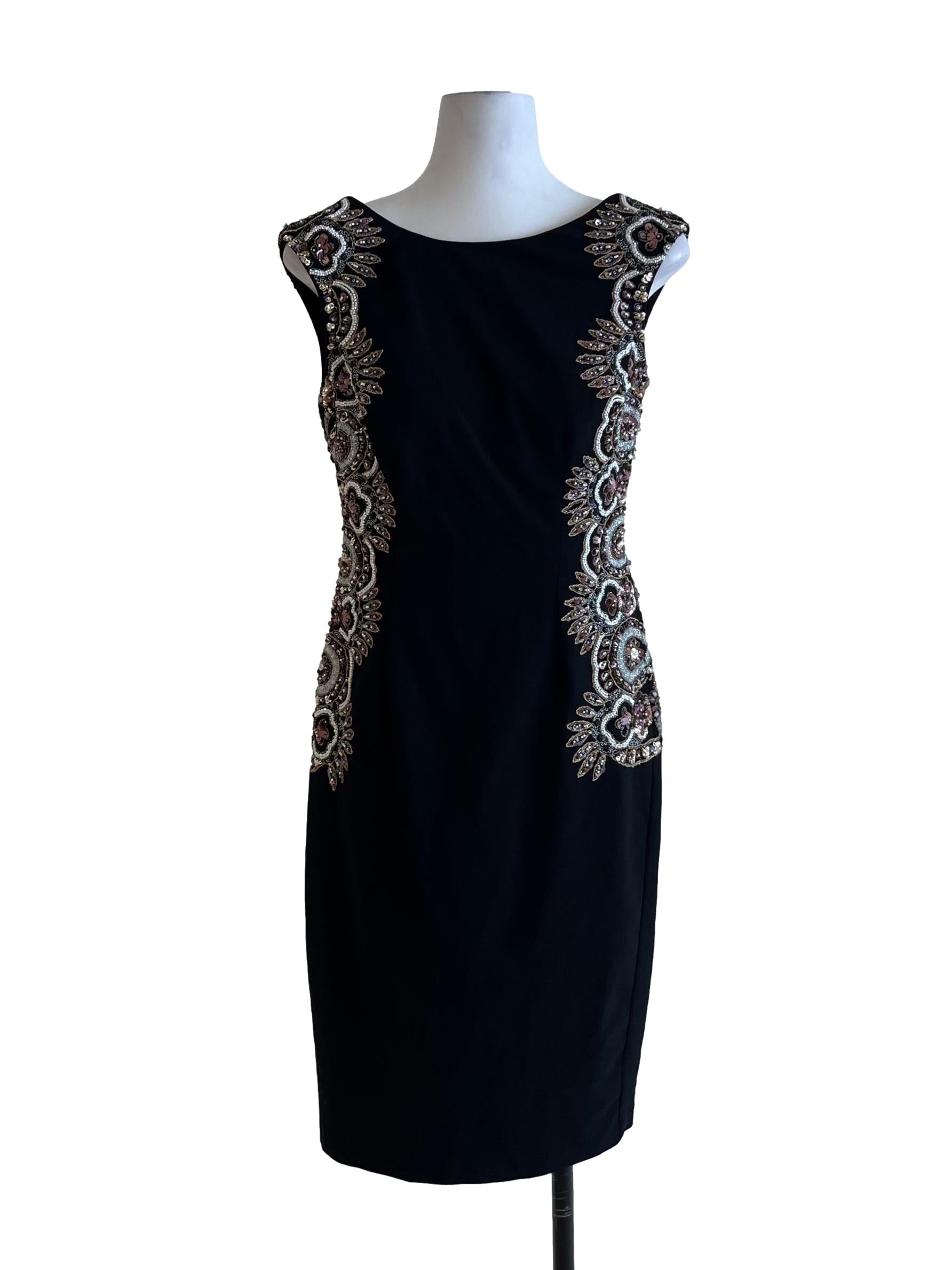 Black Jewel Neckline Sheath Dress