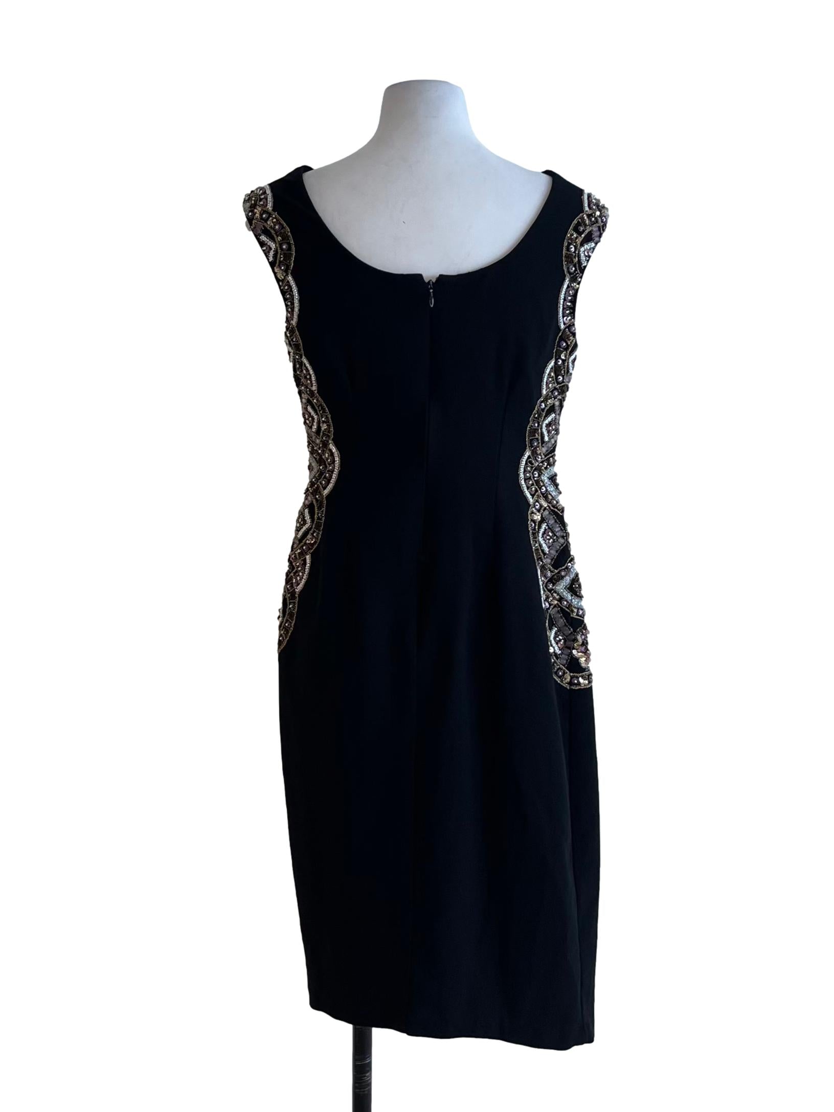Black Jewel Neckline Sheath Dress