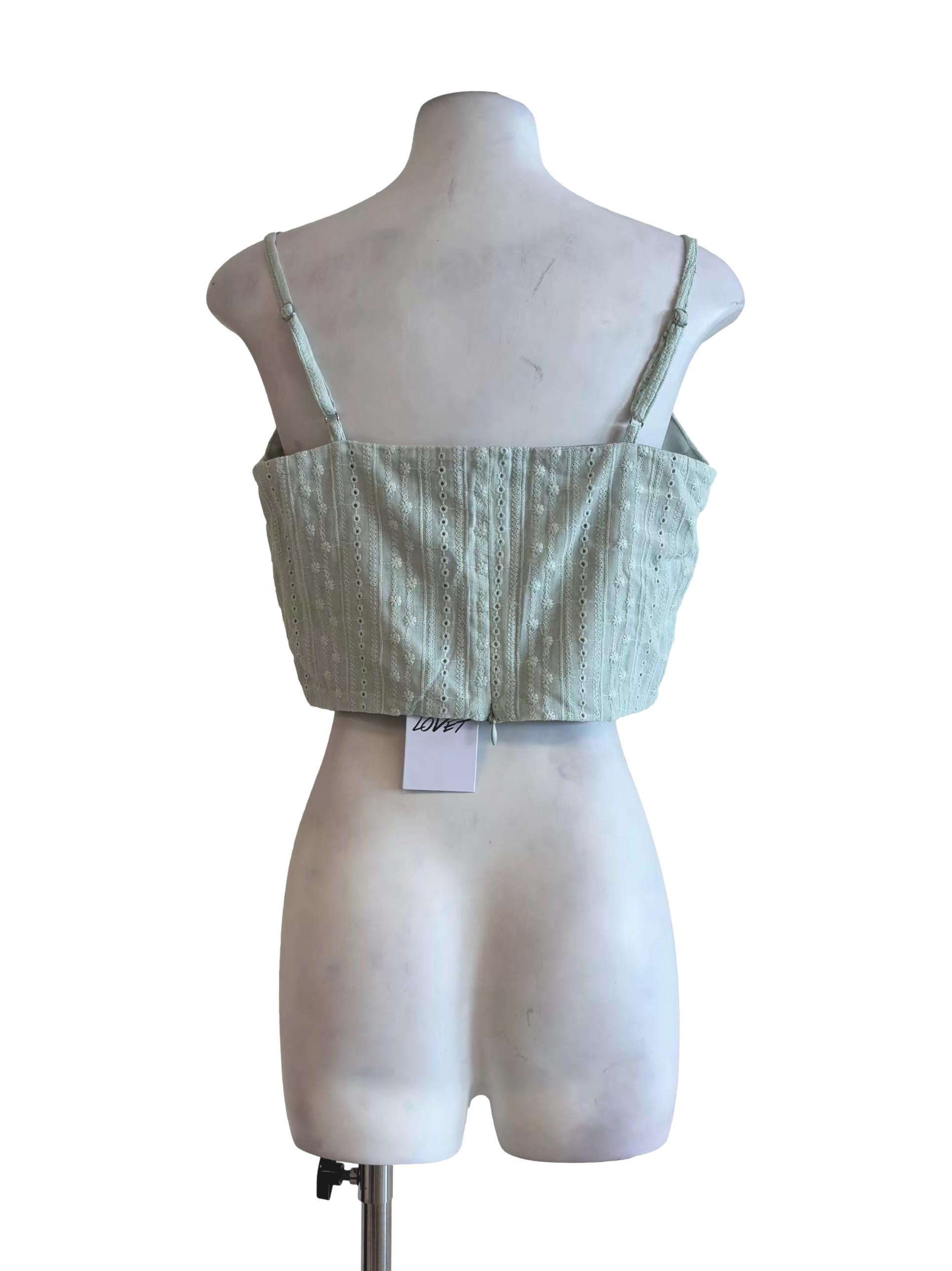 Pastel Green Embroidered Camisole Top