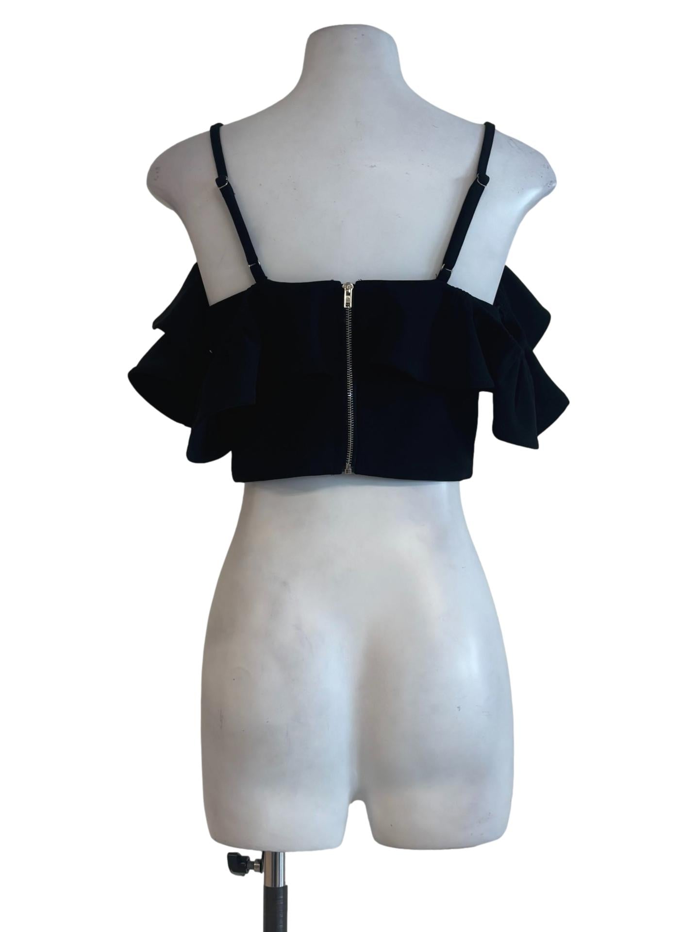 Black Ruffle Sweetheart Top