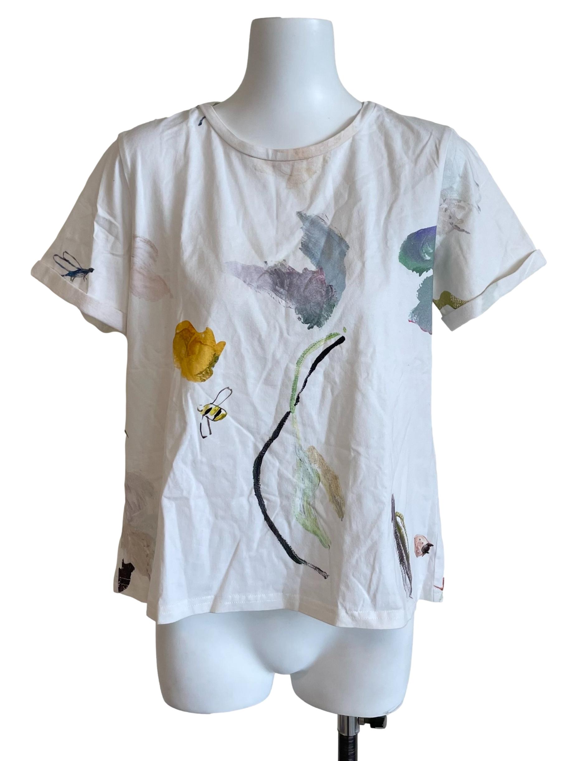 White Printed Regular Tee