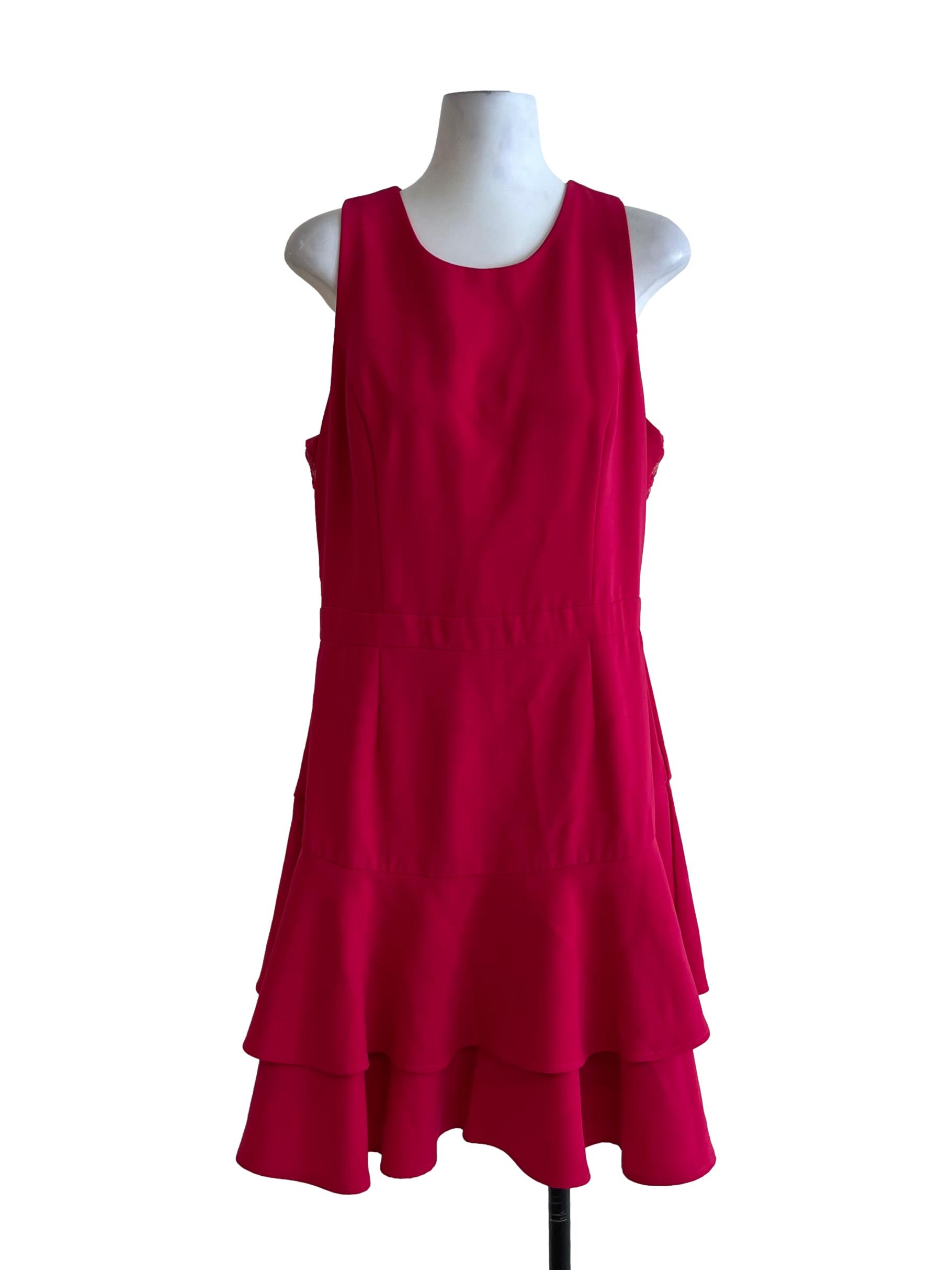 Fuschia Pink Jewel Neckline A-Line Dress