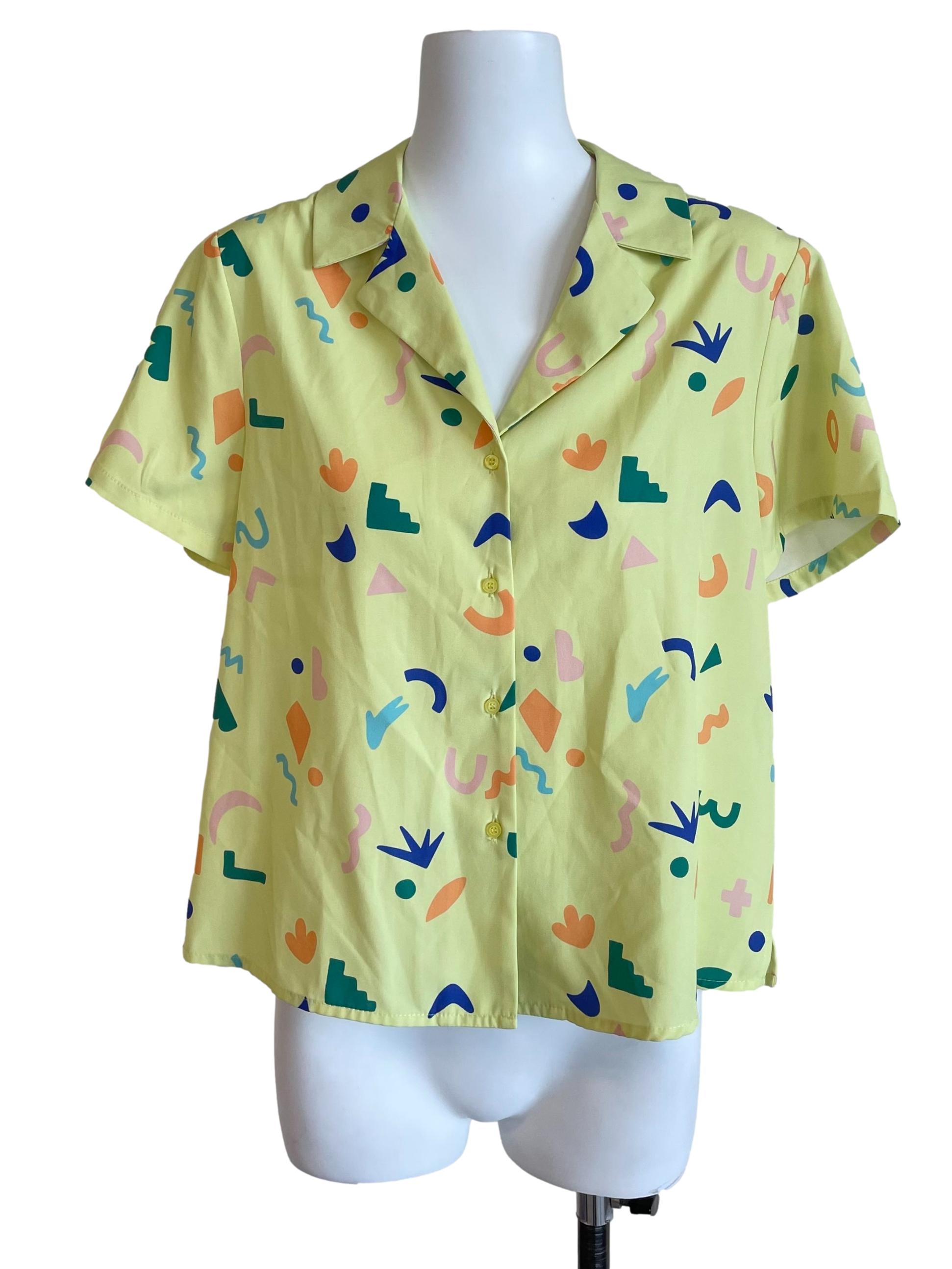 Dull Lemon Doodles Cuba Blouse