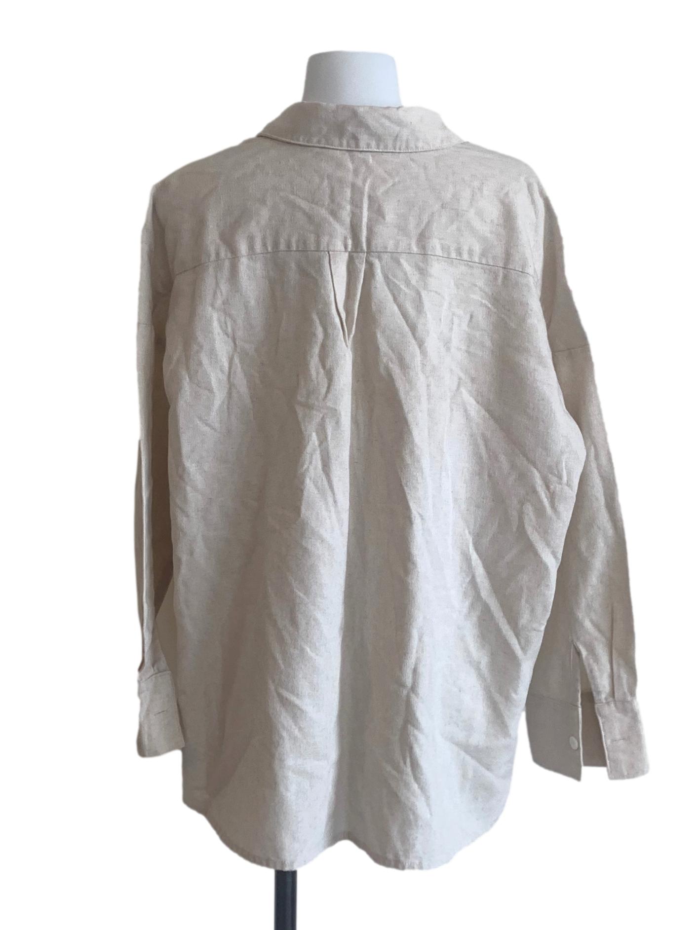 Linen Beige Collared Shirt
