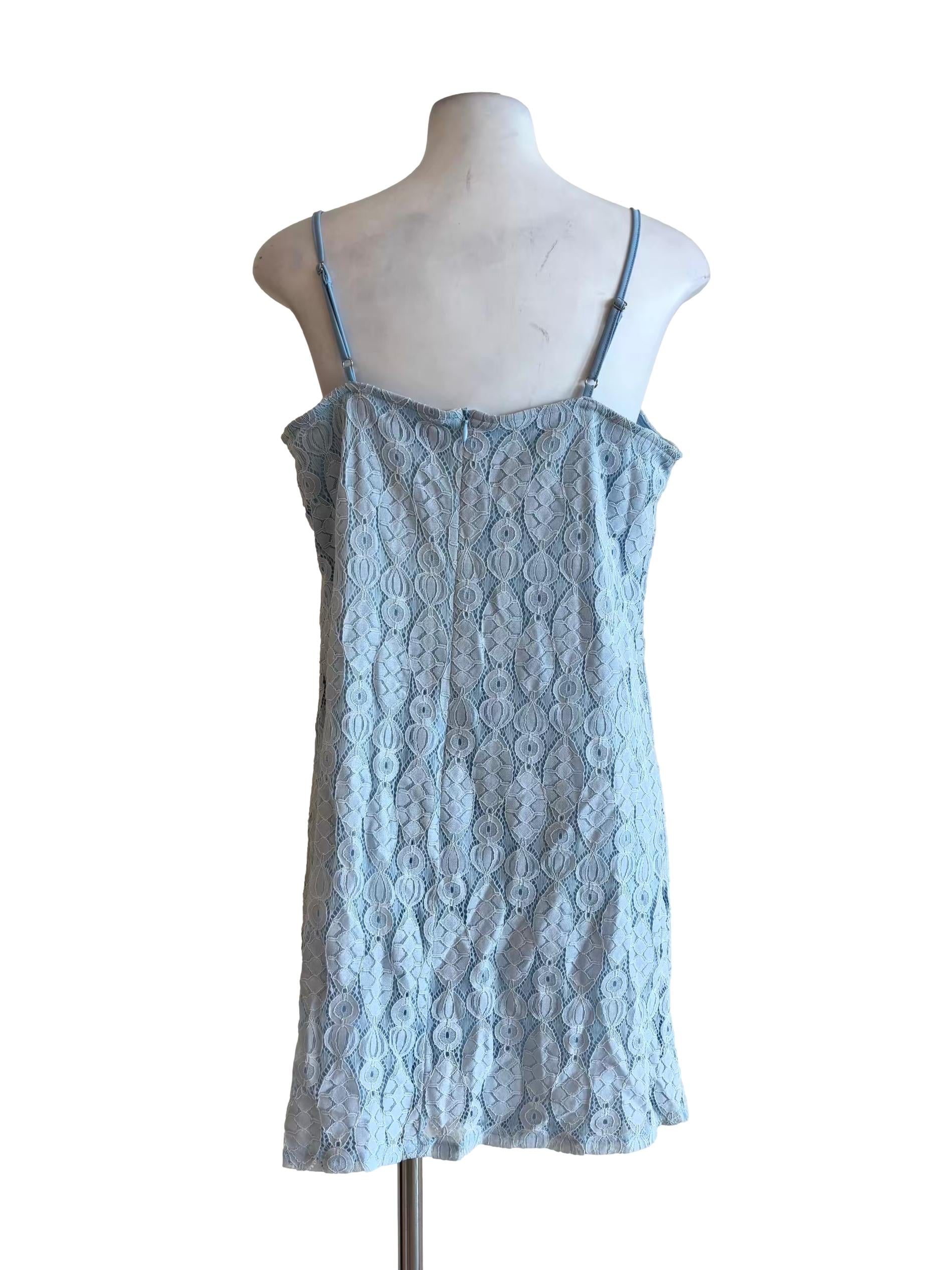Baby Blue Sleeveless Slip Lace Dress