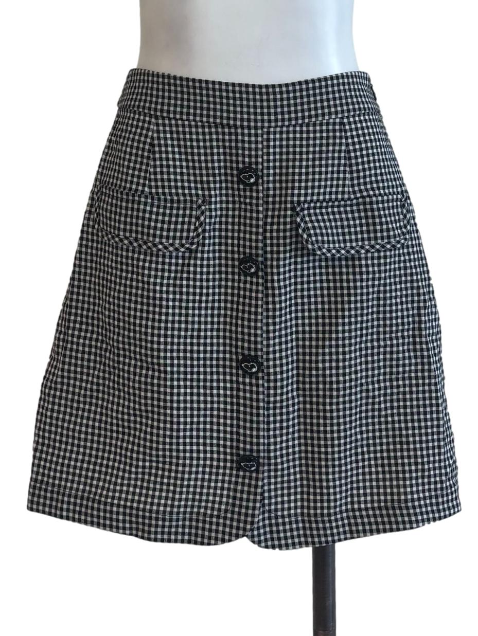 Black And White Gingham Peanuts Skirt