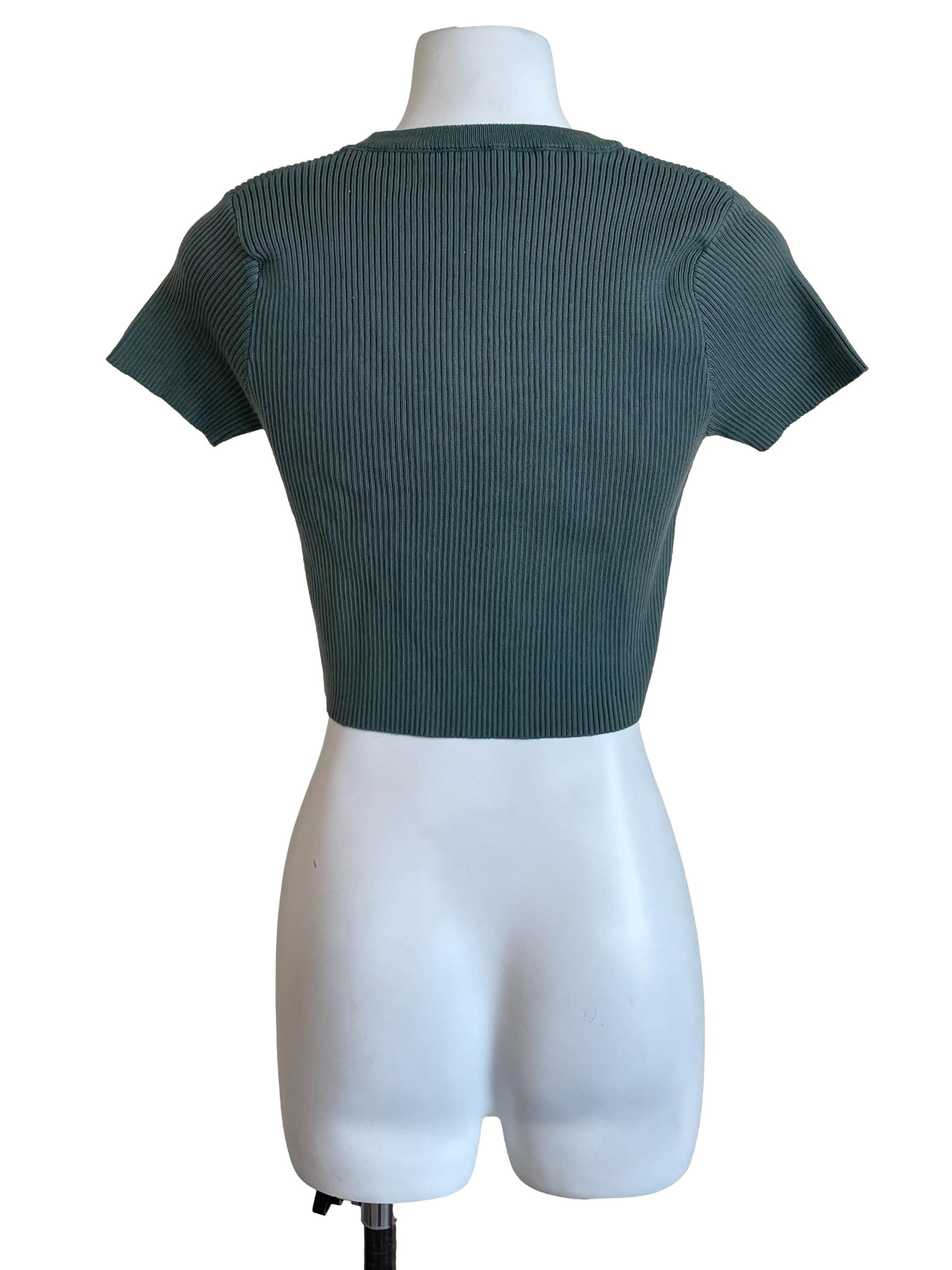 Sage Ribbed Knit Crop Top
