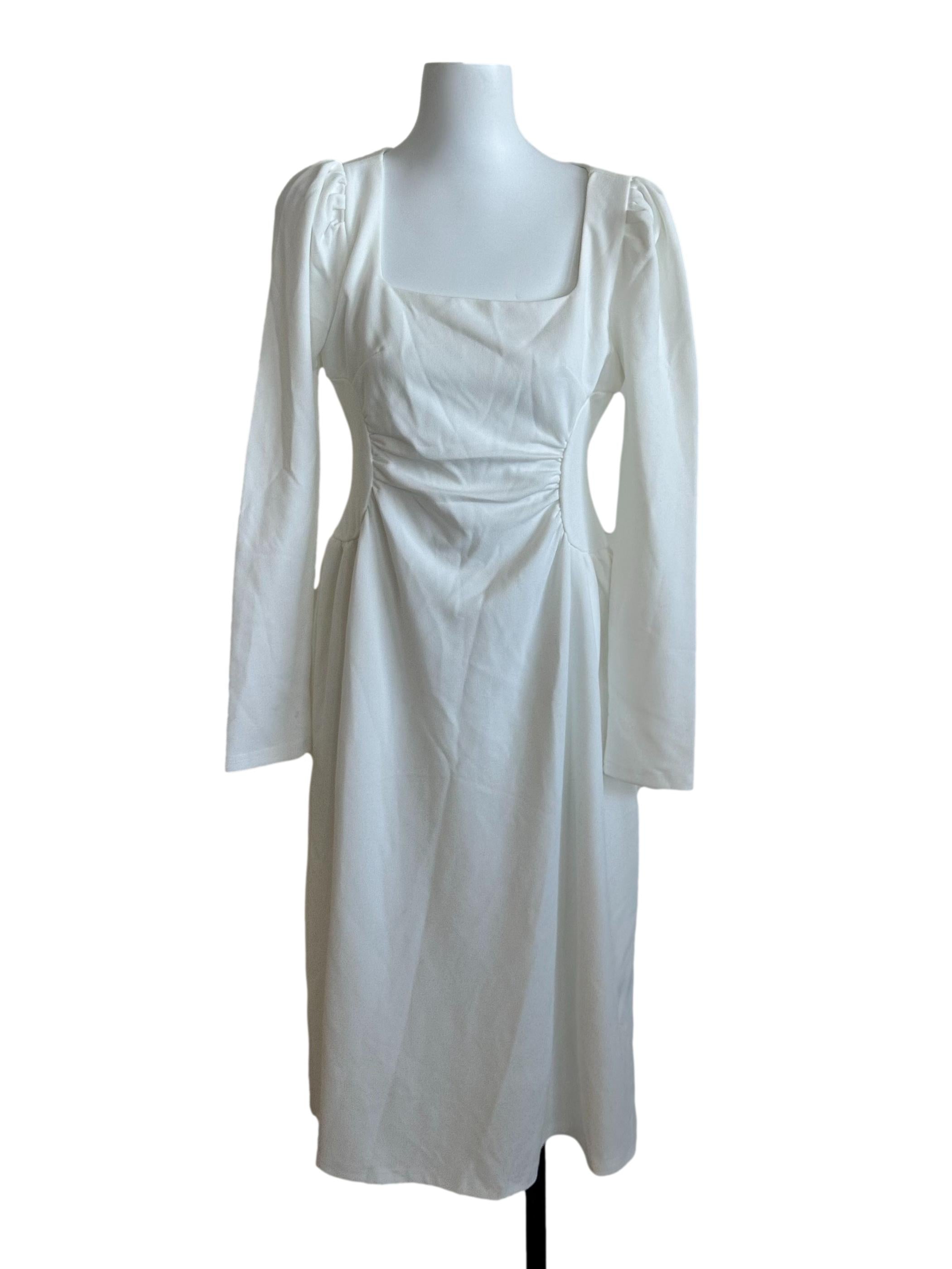Ivory White Square Neck Sheath Dress