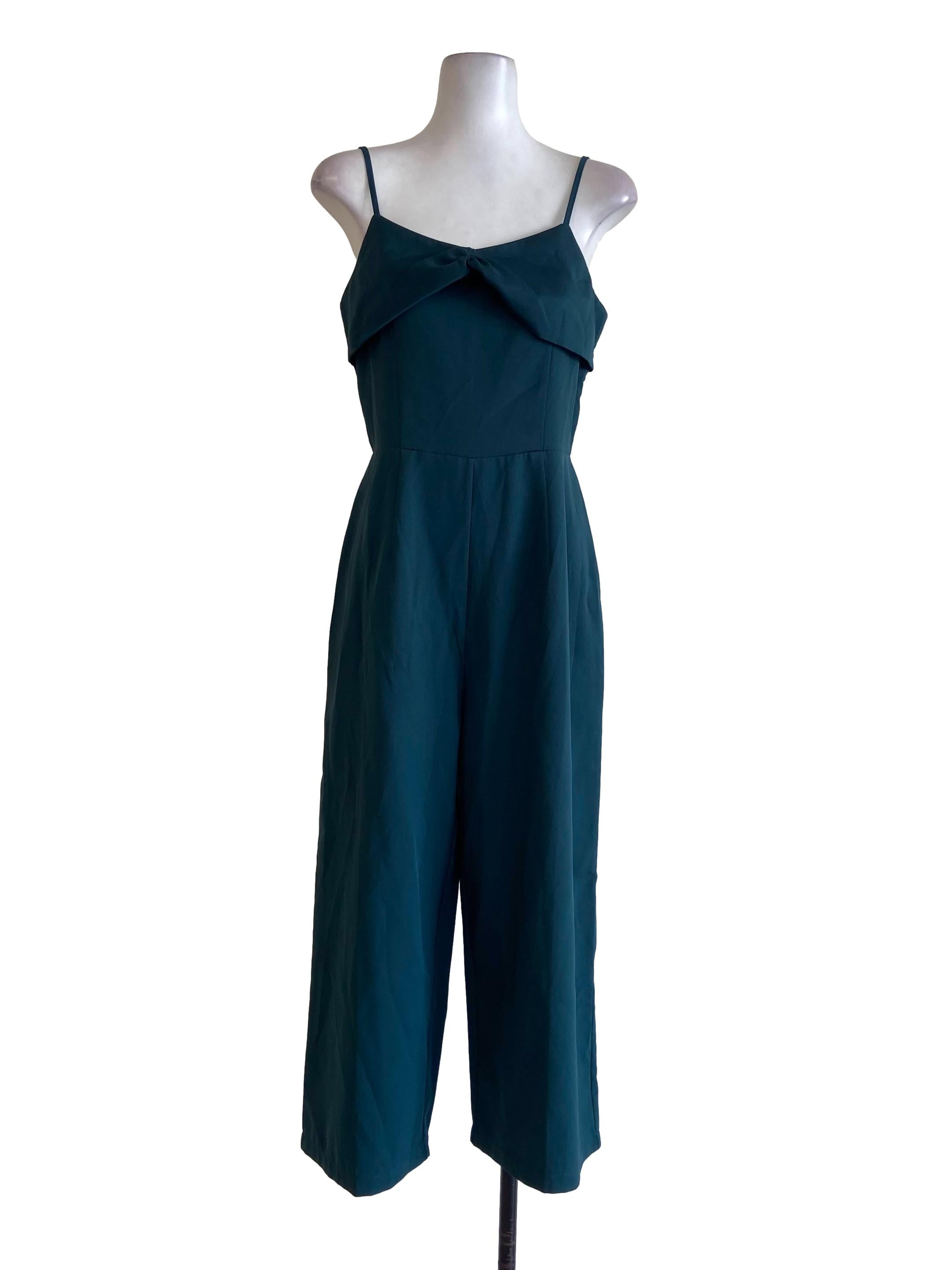 Spruce Blue Twill Spaghetti Strap Jumpsuits