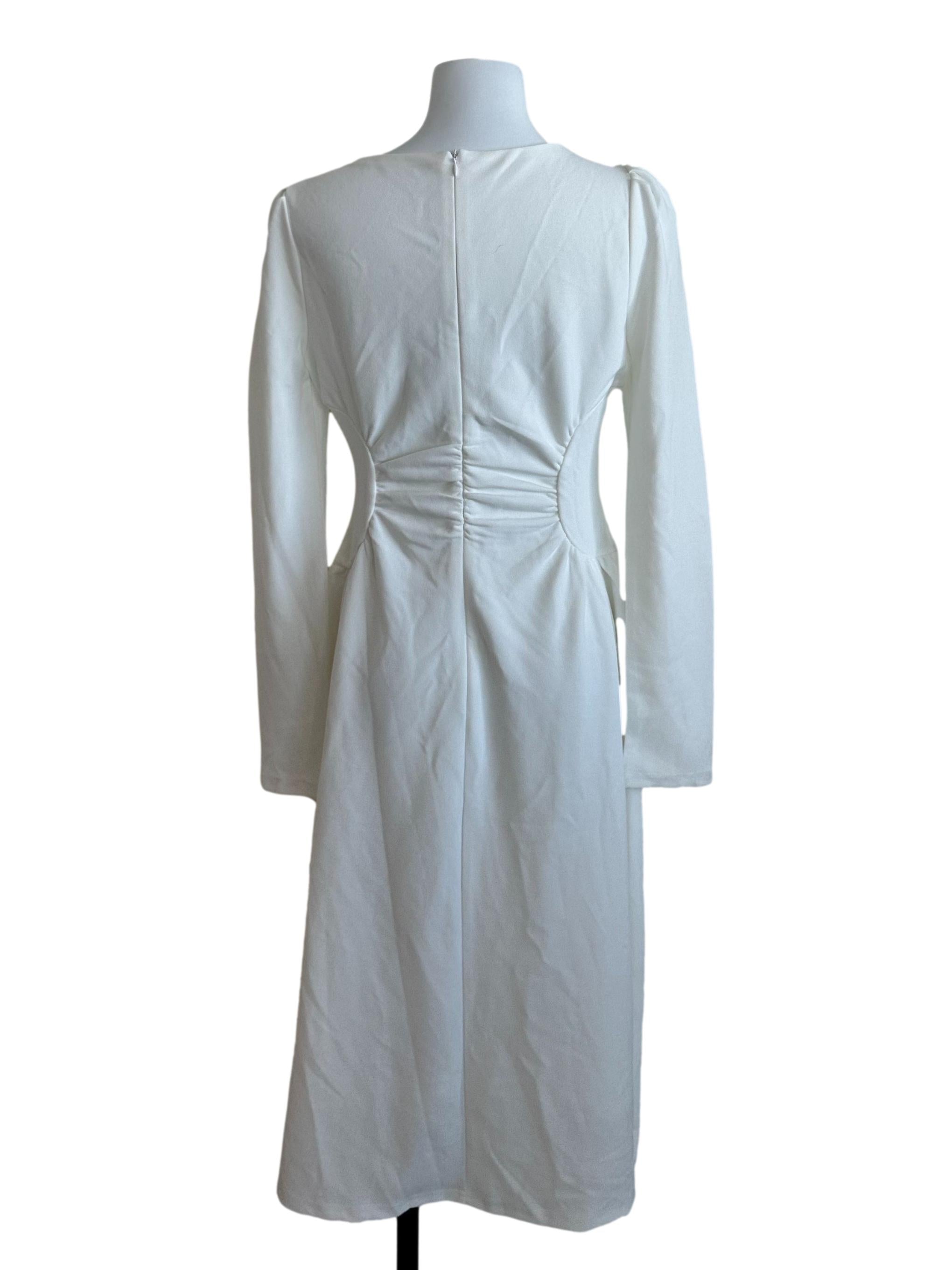Ivory White Square Neck Sheath Dress