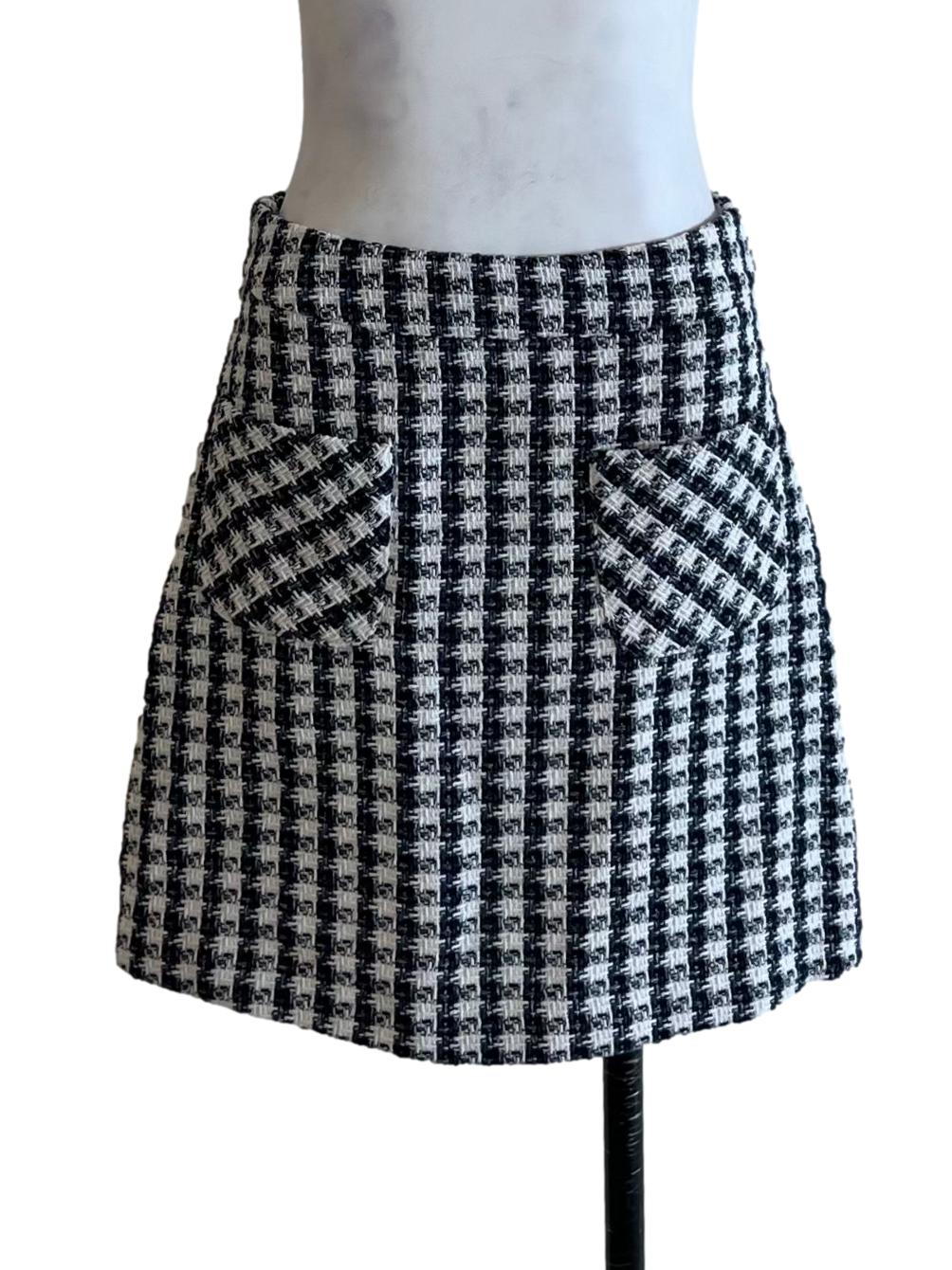 White Tattersall Mini Skirt