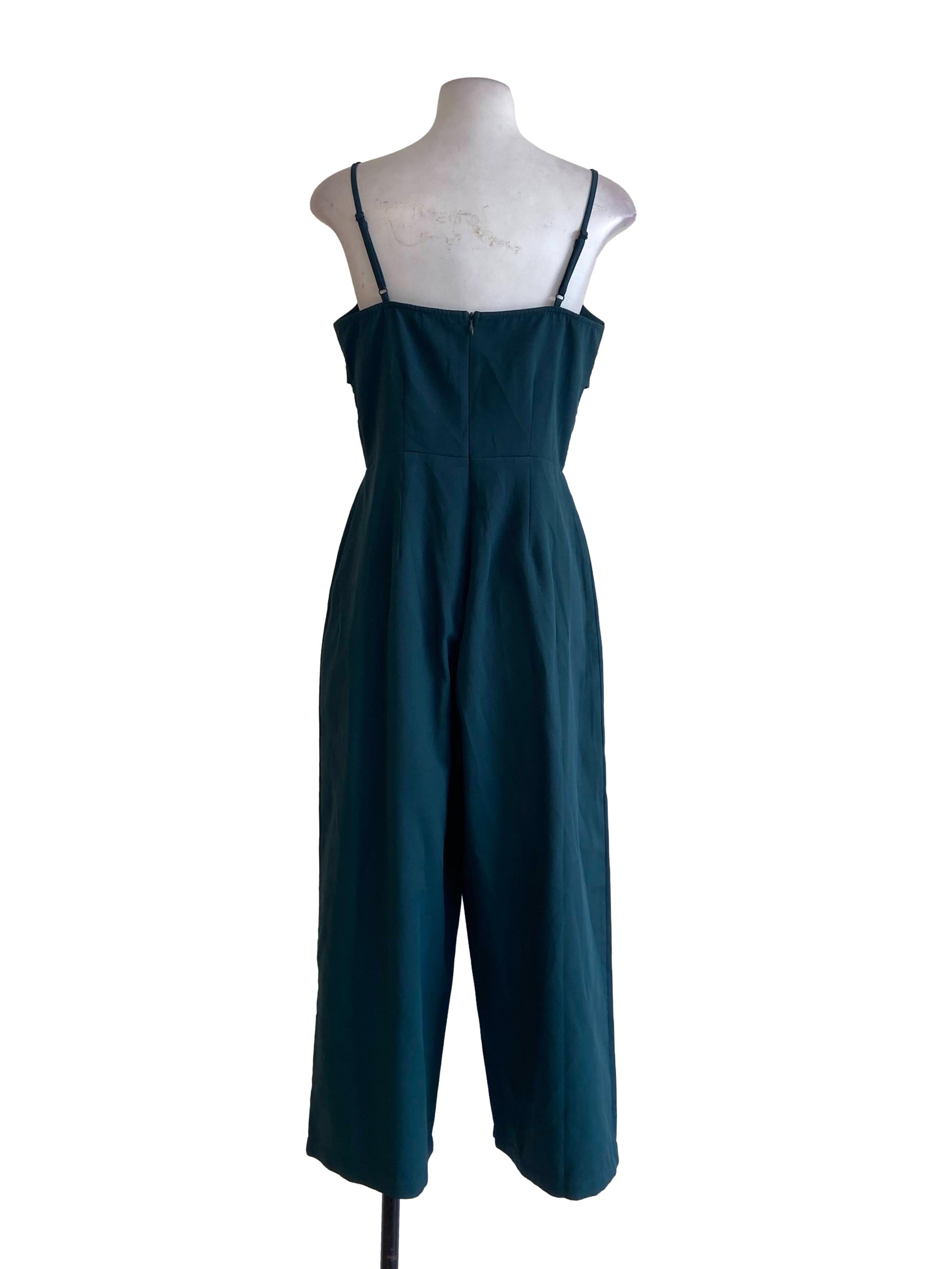 Spruce Blue Twill Spaghetti Strap Jumpsuits