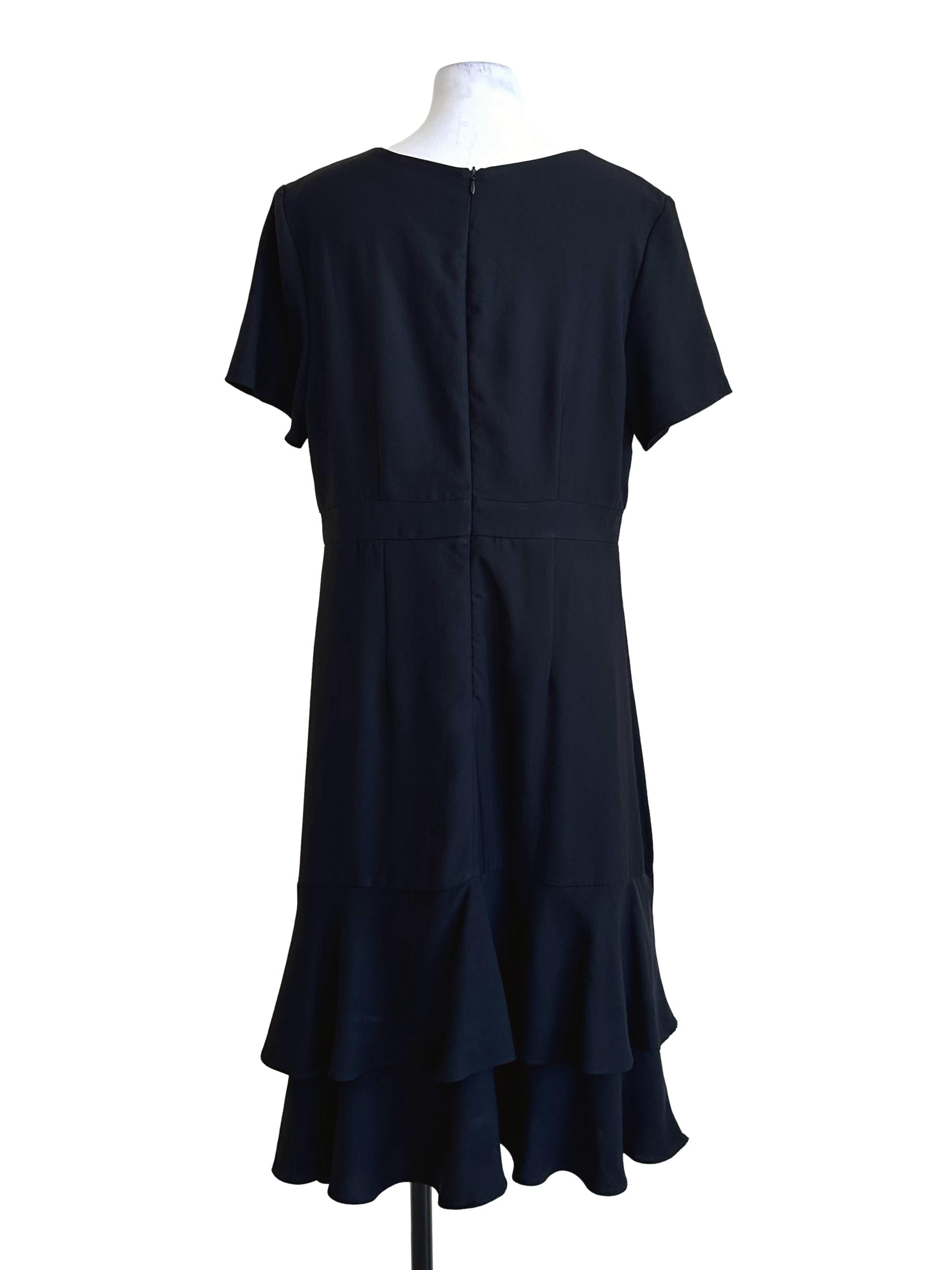 Ink Black V Neckline Midi Dress