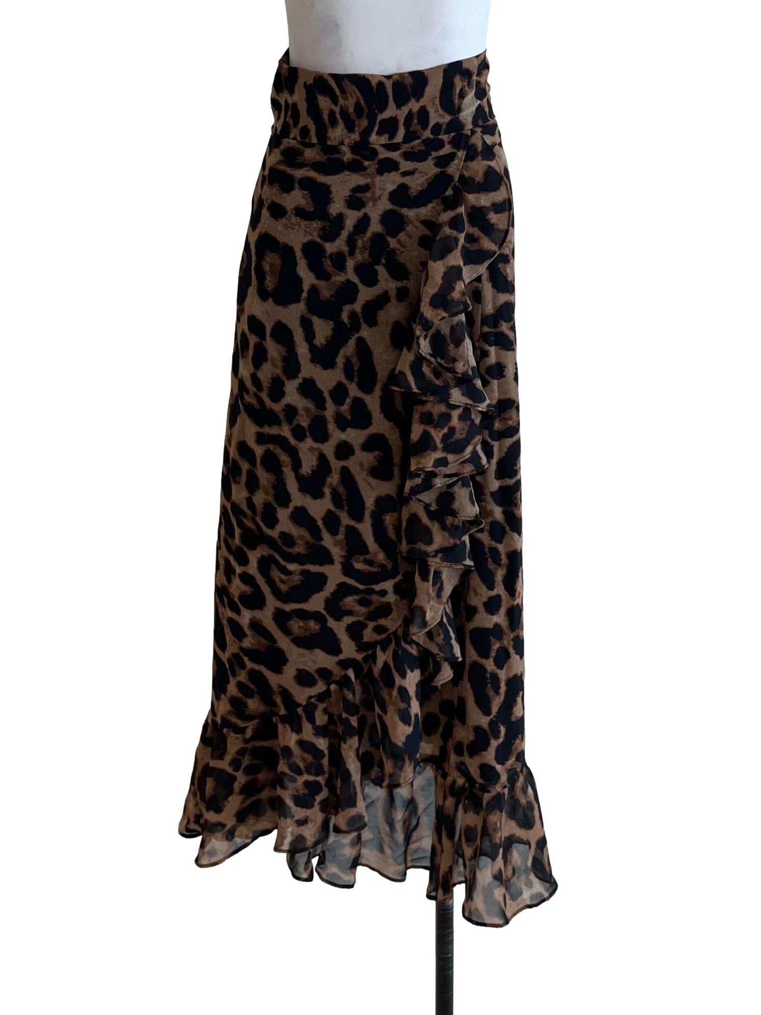 Brown Abstract High-Waisted A-Line Skirt