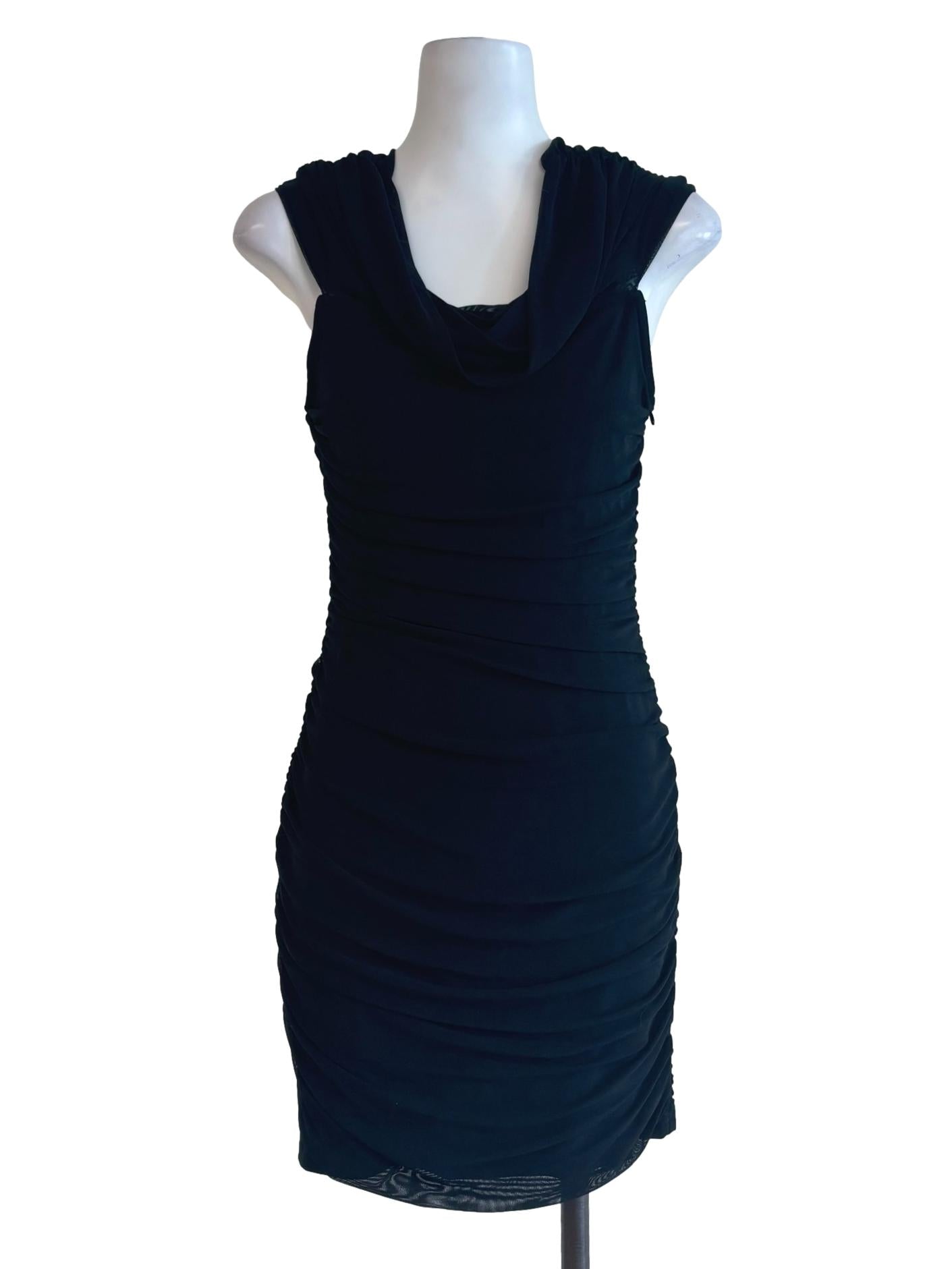 Soft Black Cowl Bodycon Dress
