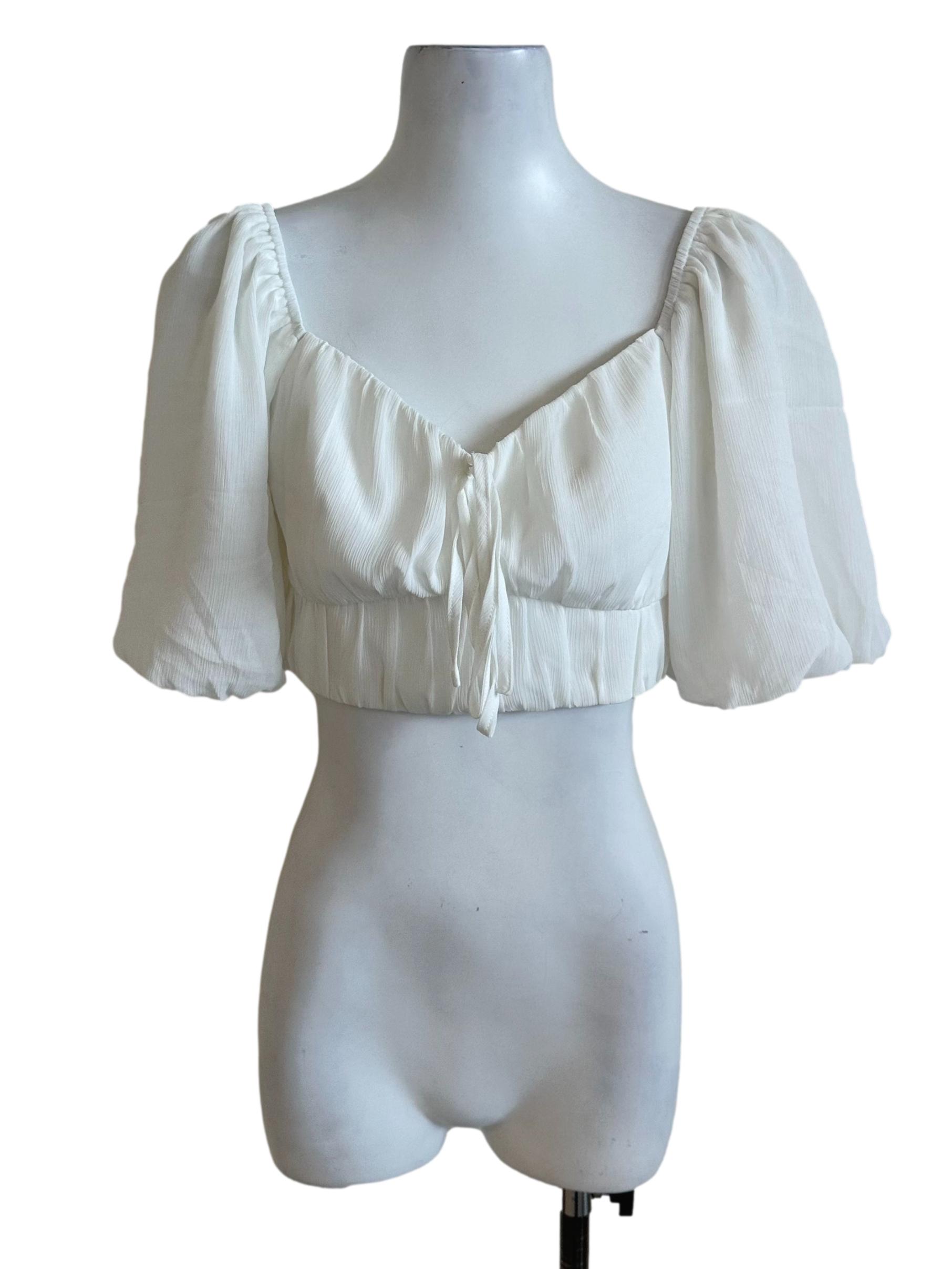 Pearl White Textured Chiffon Top