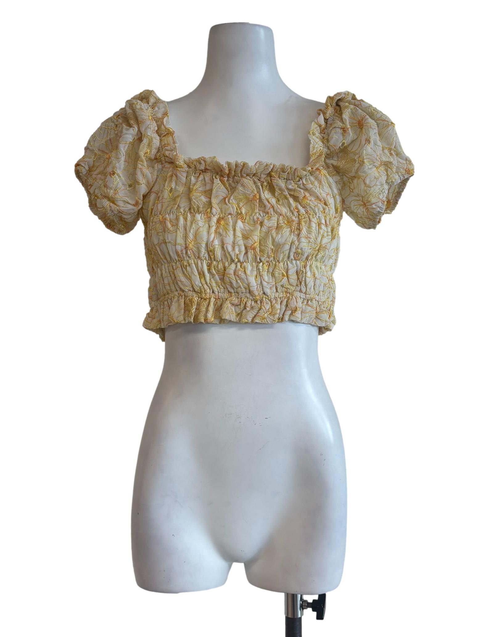 Yellow Smocked Floral Top