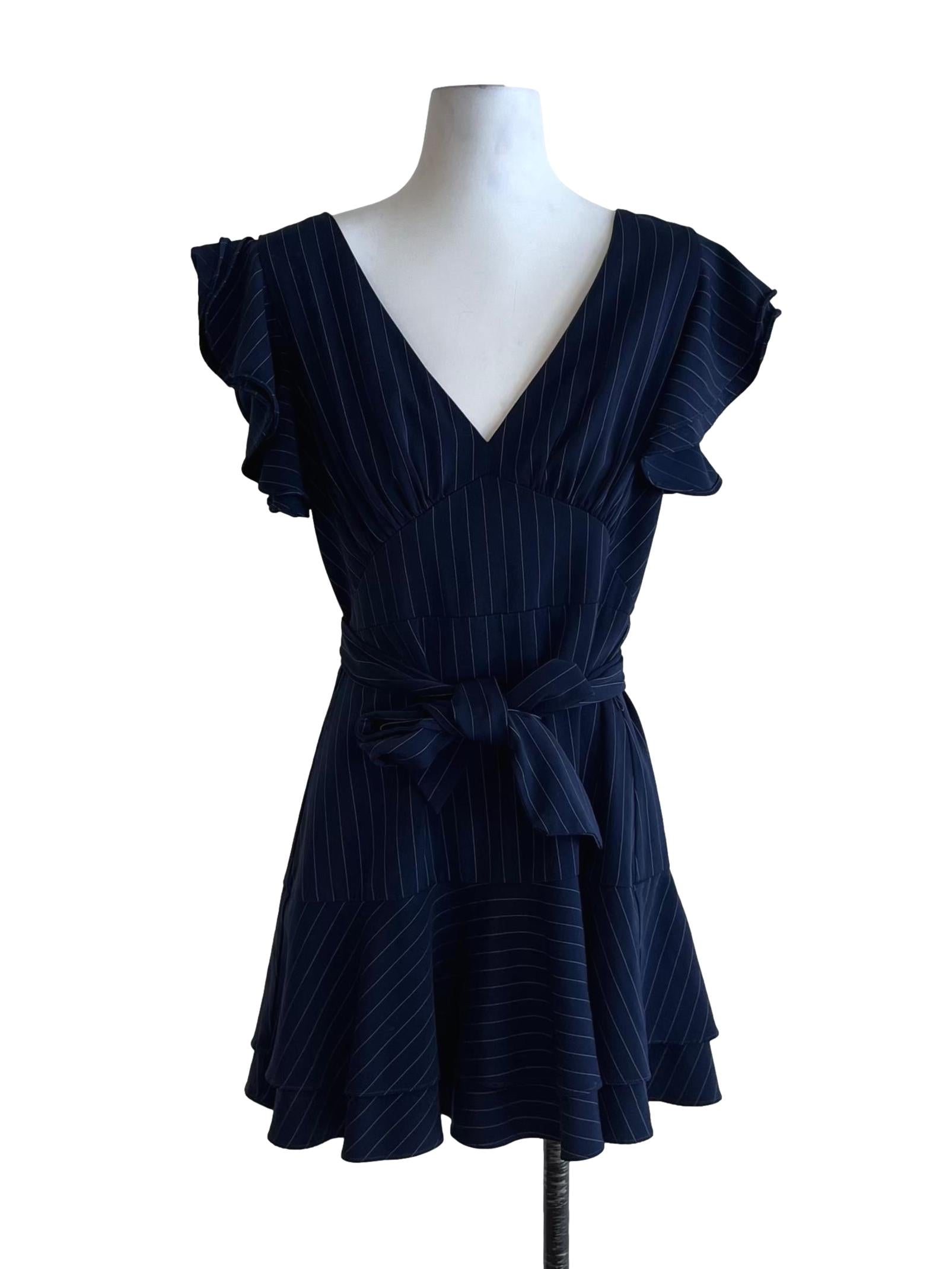 Navy Blue V-Neckline Empire Dress