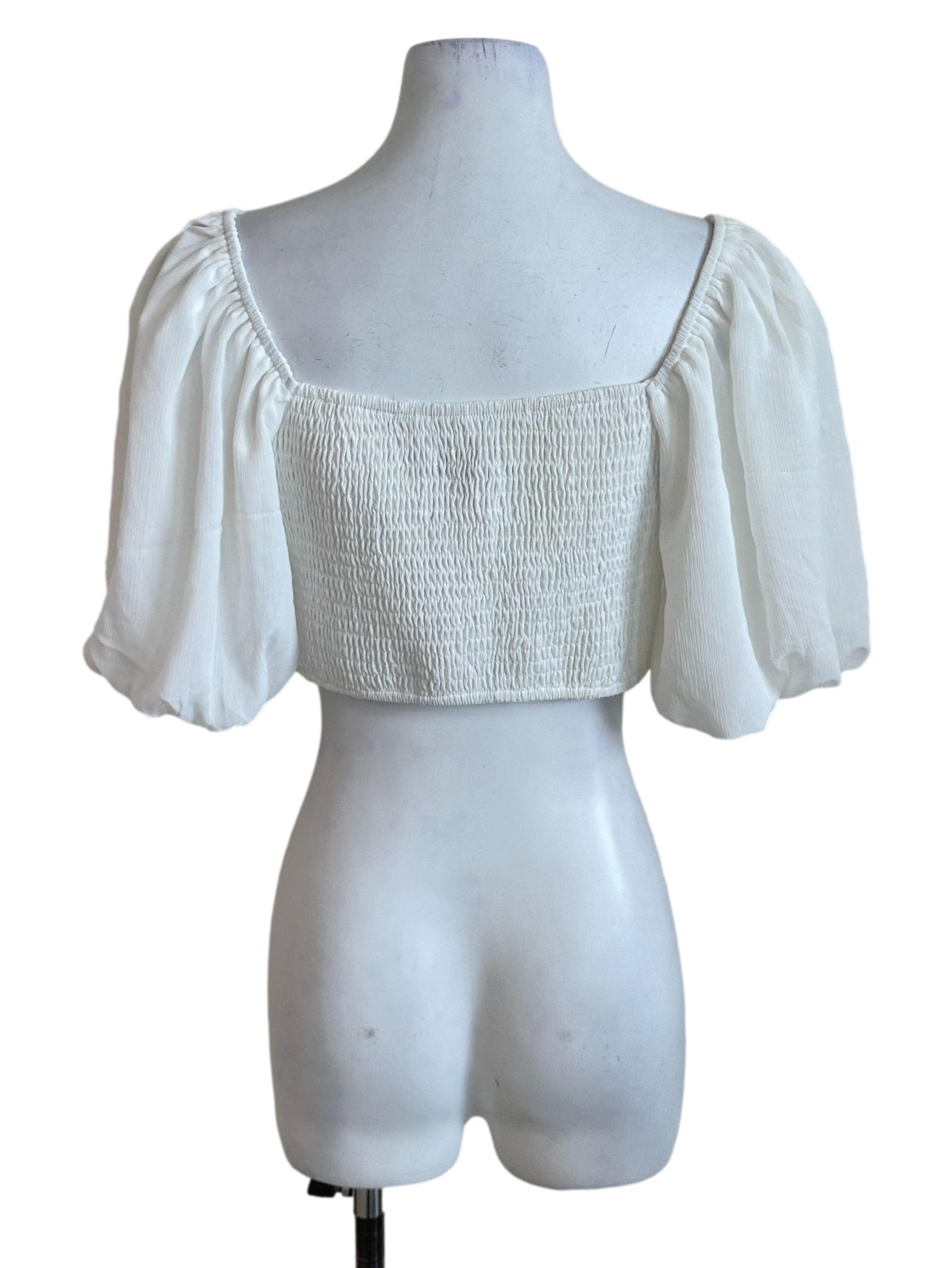 Pearl White Textured Chiffon Top