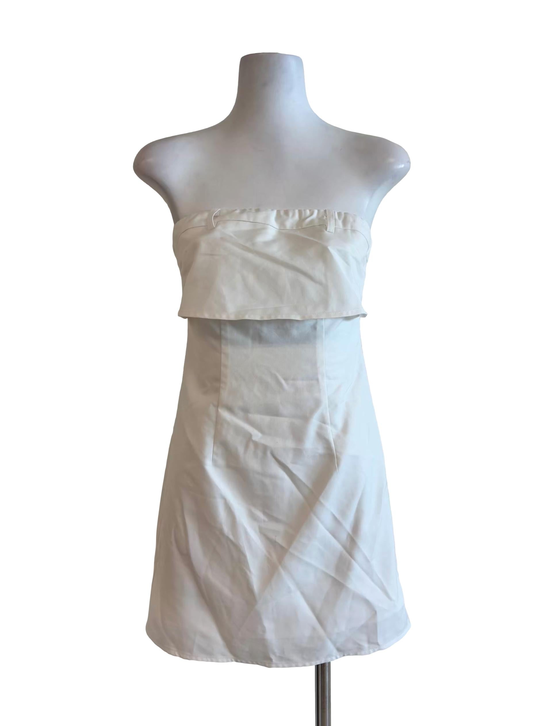 Pearl White Strapless Sheath Dress