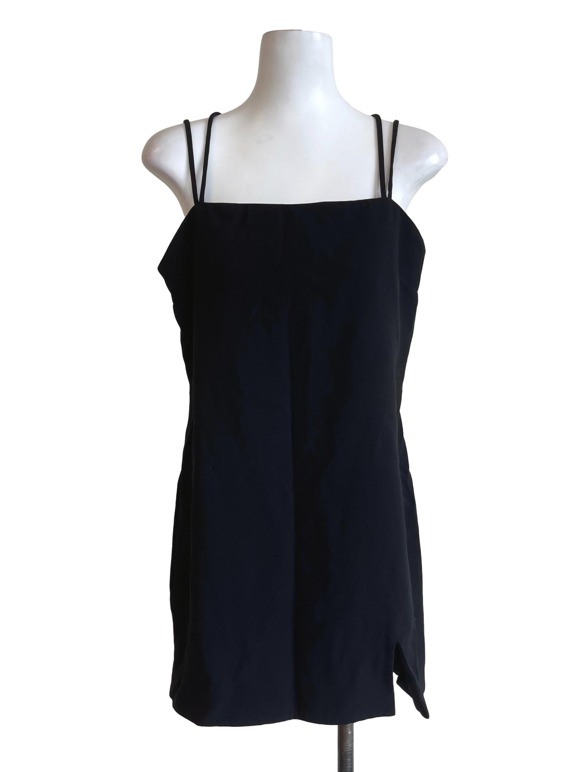 Black Double Straps Mini Dress