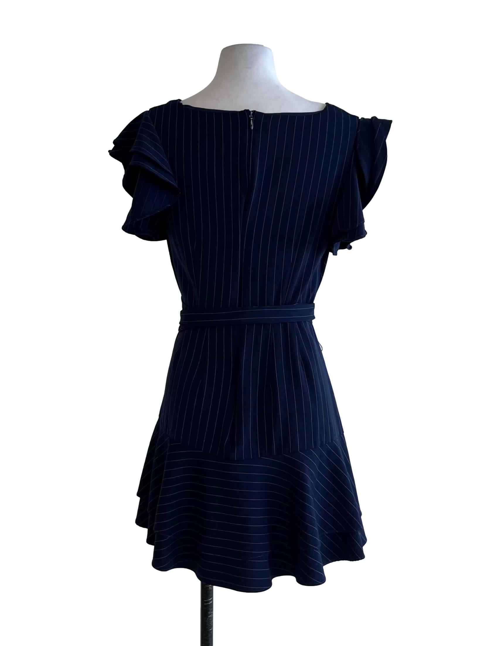 Navy Blue V-Neckline Empire Dress