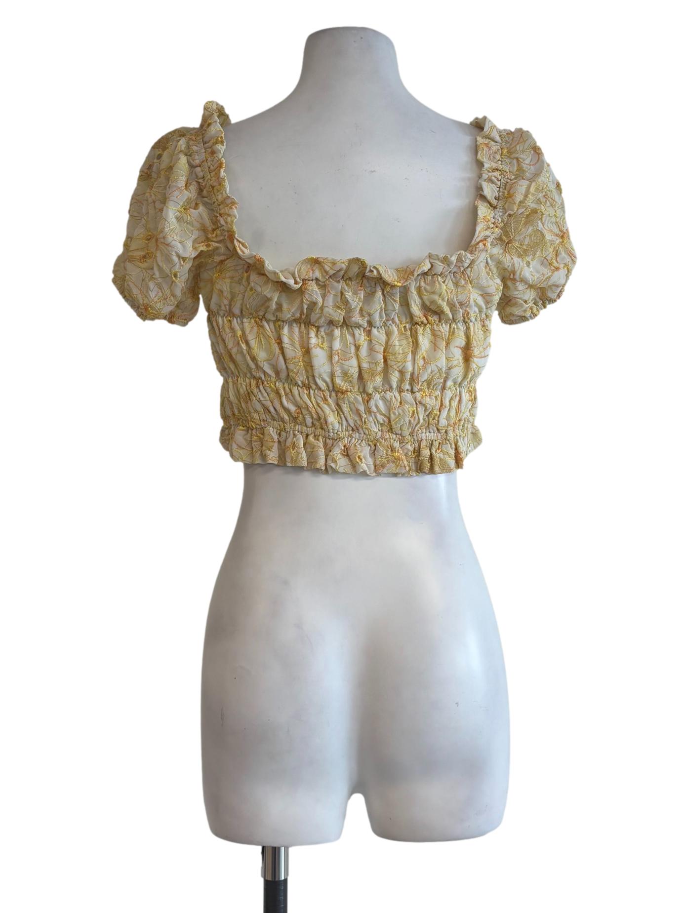 Yellow Smocked Floral Top