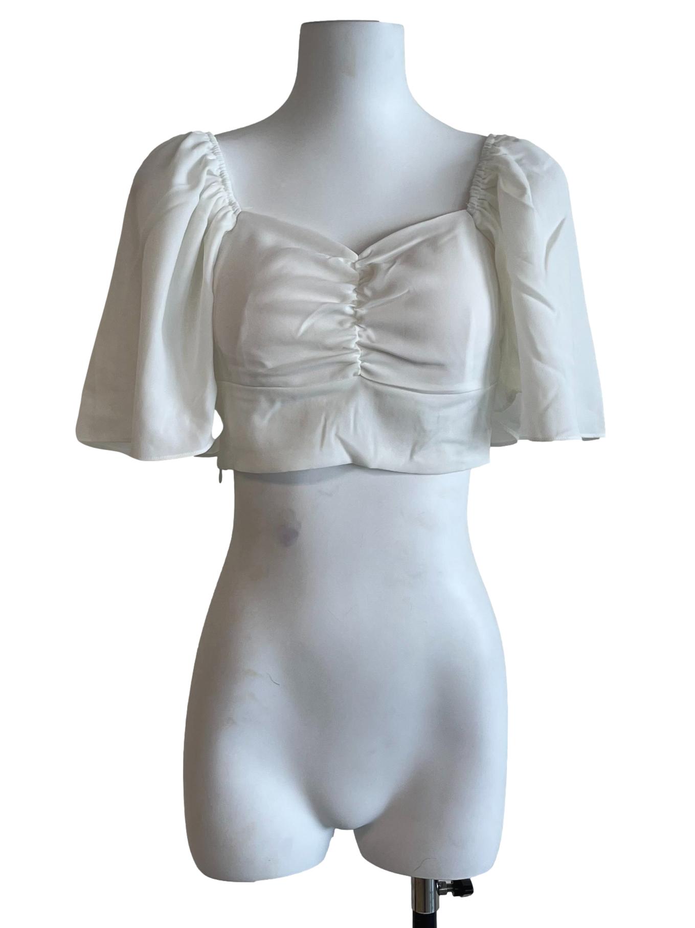 Pearl White Ruched Crop Top