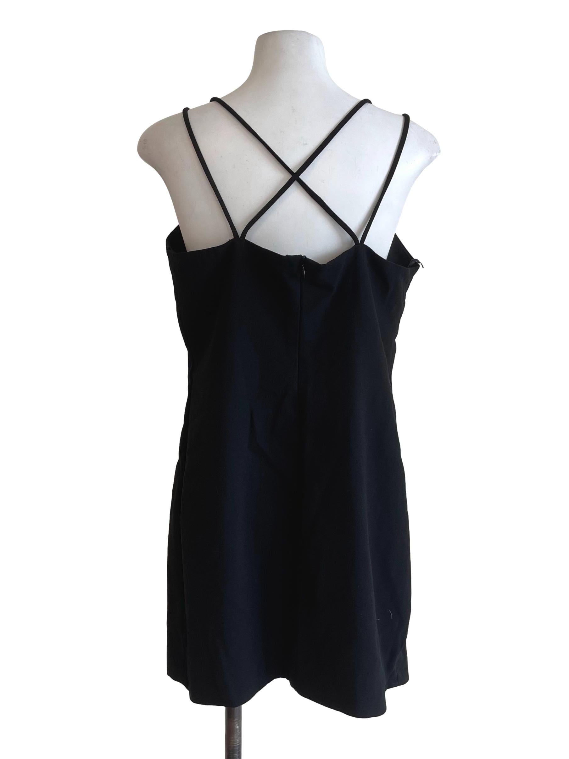 Black Double Straps Mini Dress