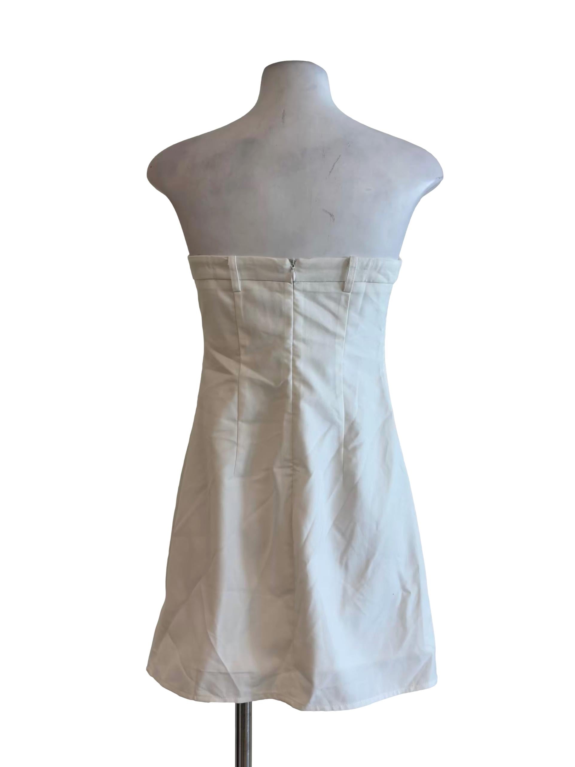 Pearl White Strapless Sheath Dress