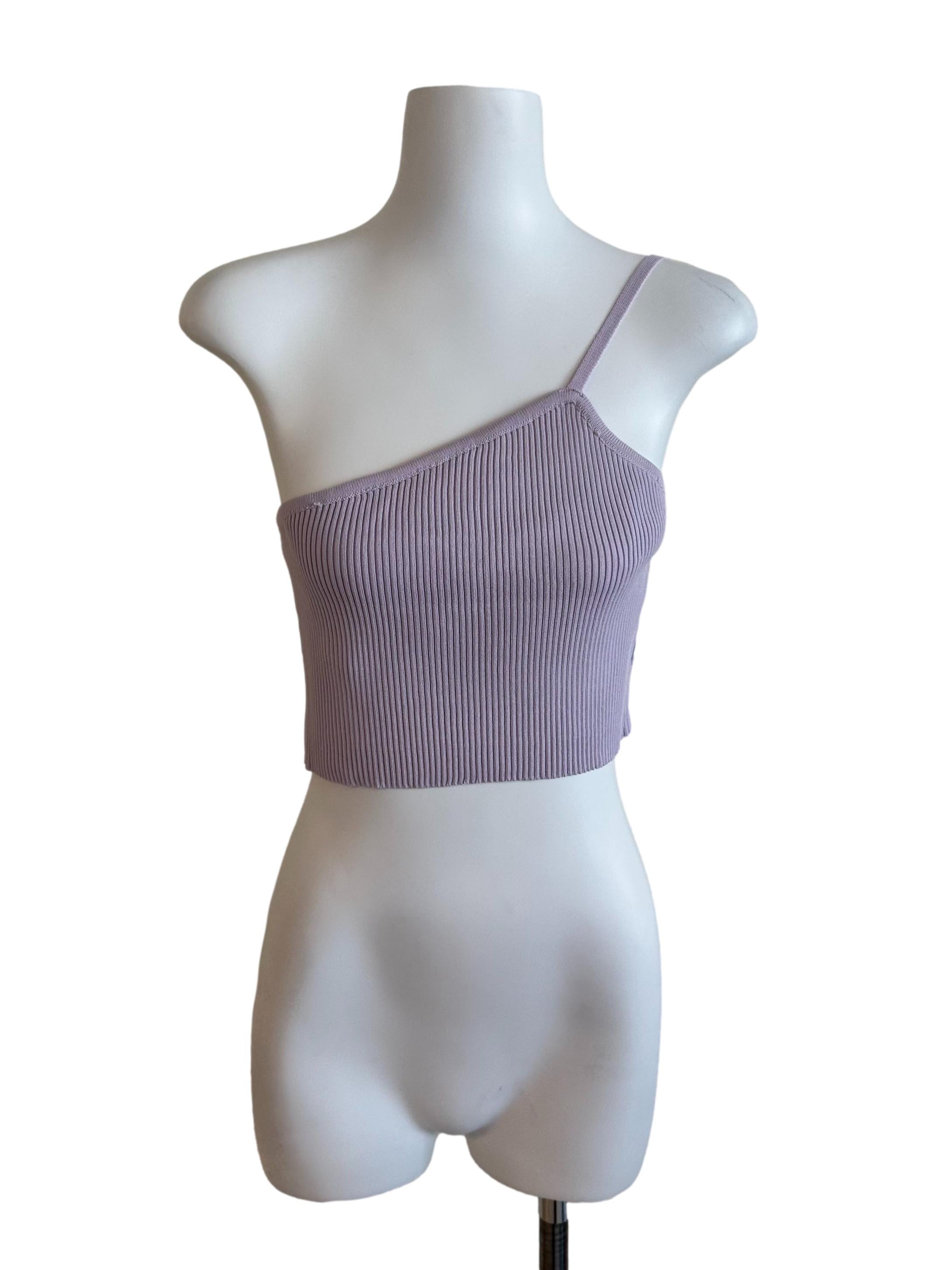 Lilac Purple Knit Asymmetric Top