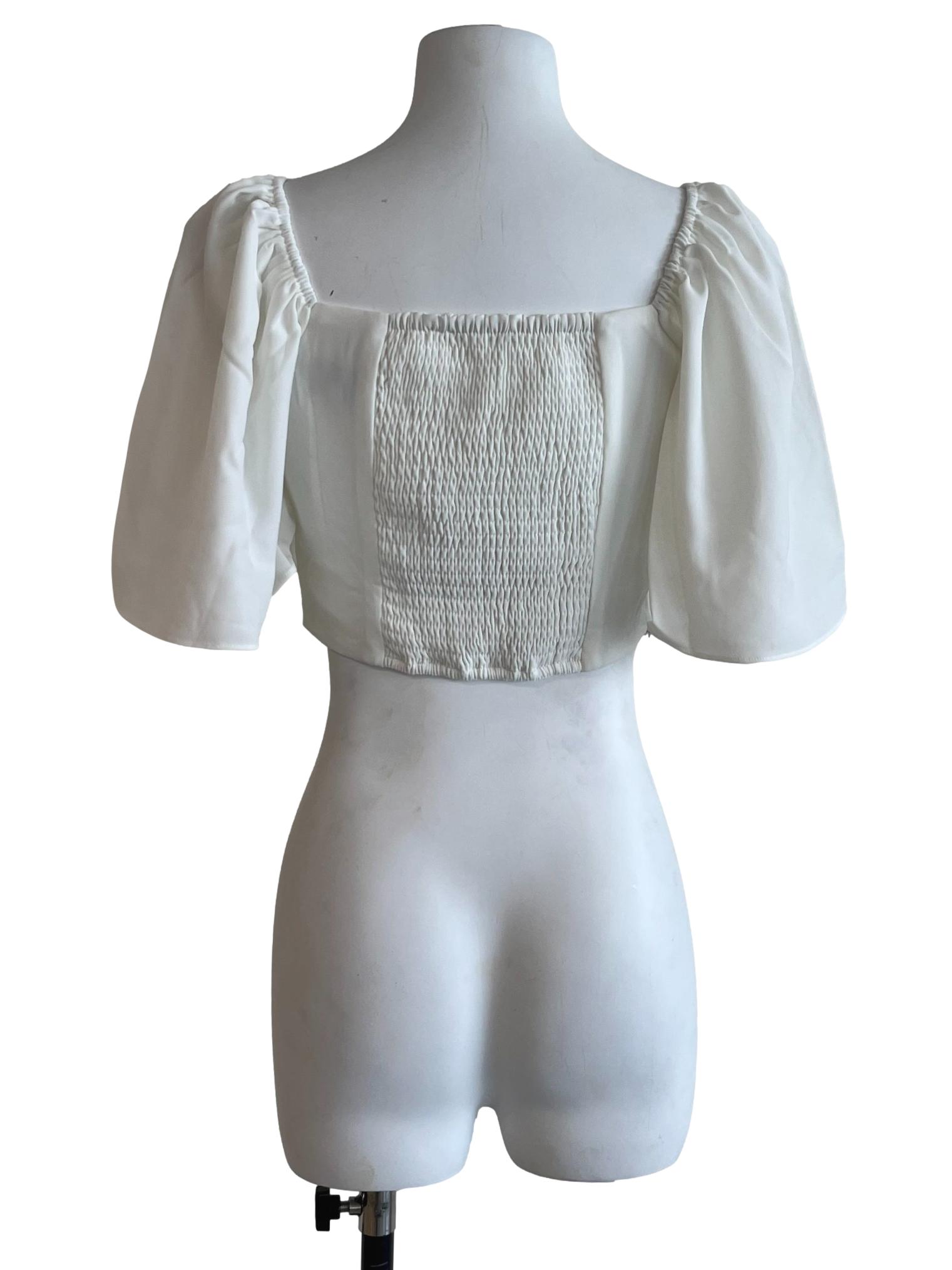 Pearl White Ruched Crop Top