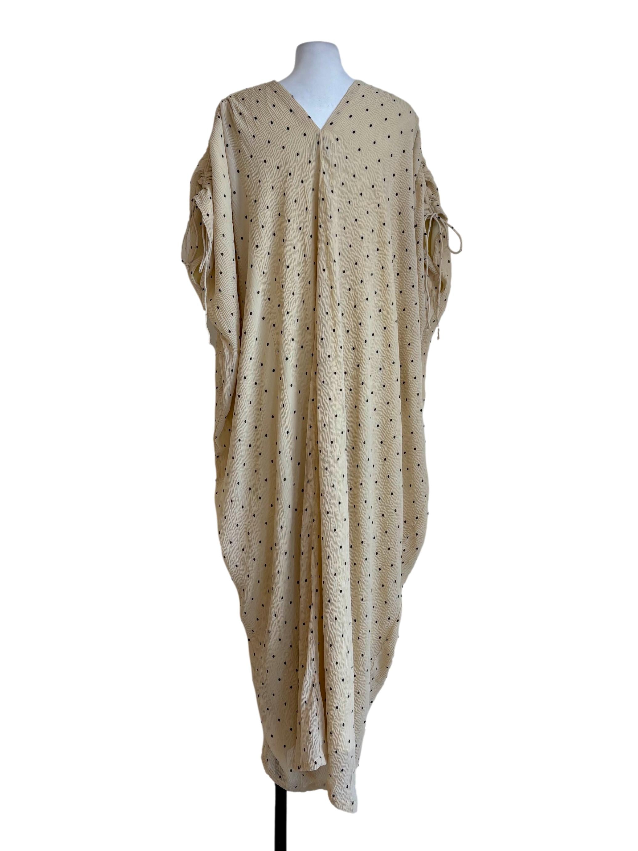 Cream Polka Dots Crinkled Dress