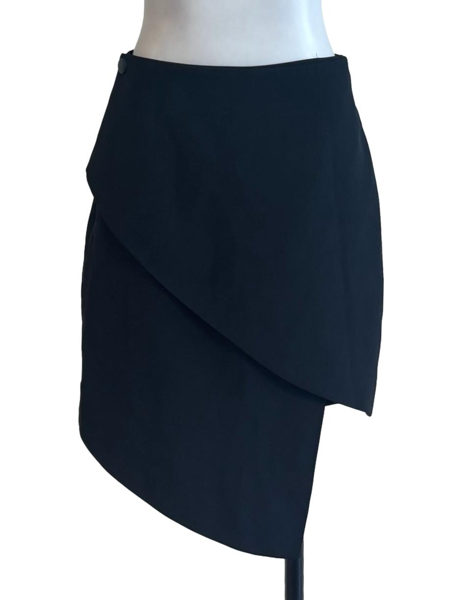 Jet Black Layered Asymmetrical Mini Skirt