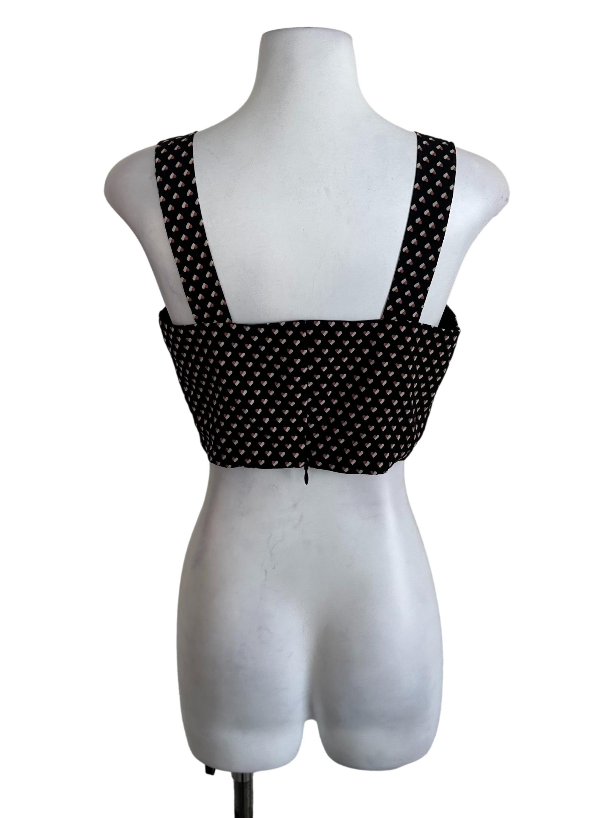 Black Pink Heart Pattern Top