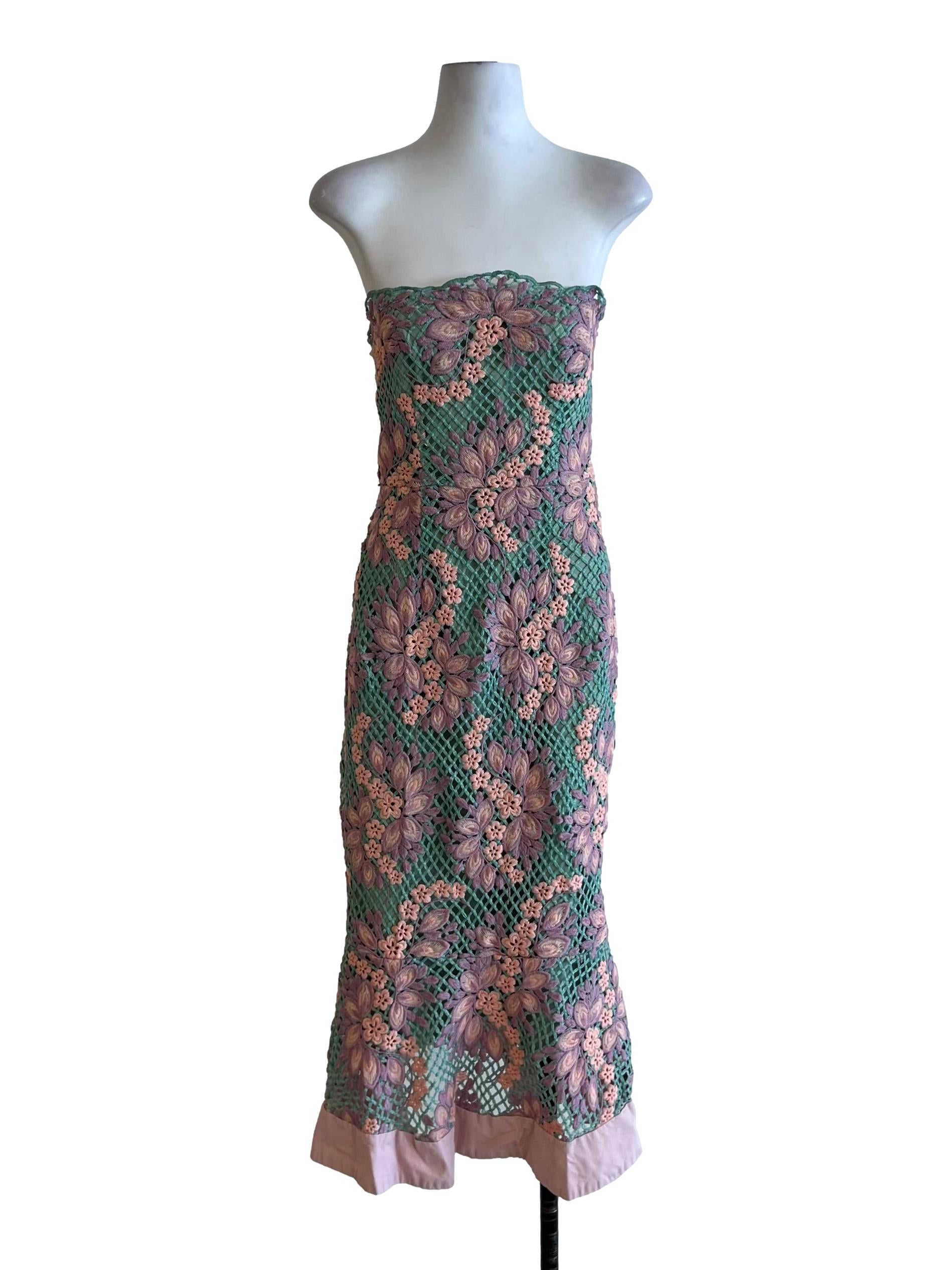 Mint Green Floral A-Line Dress